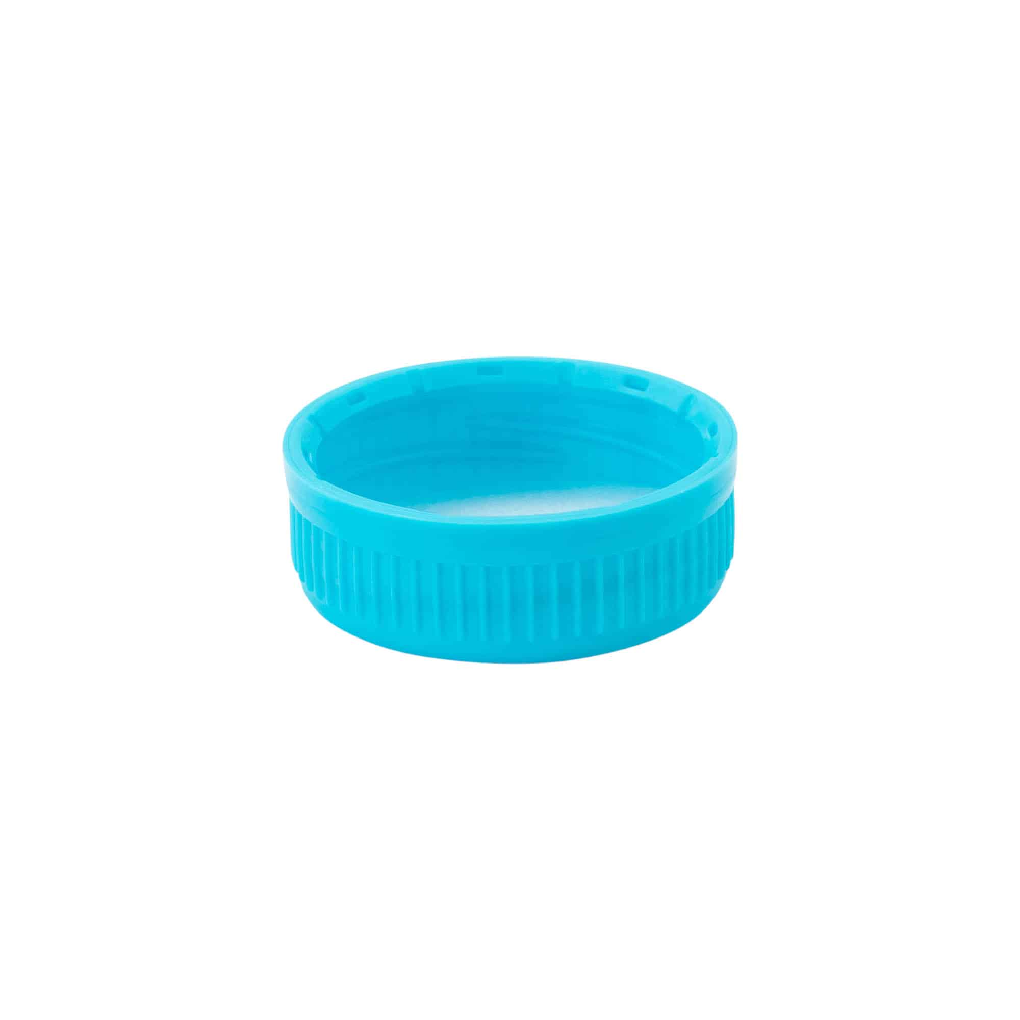 Skrutkovací uzáver 40mm, PE plast, svetlomodrá farba