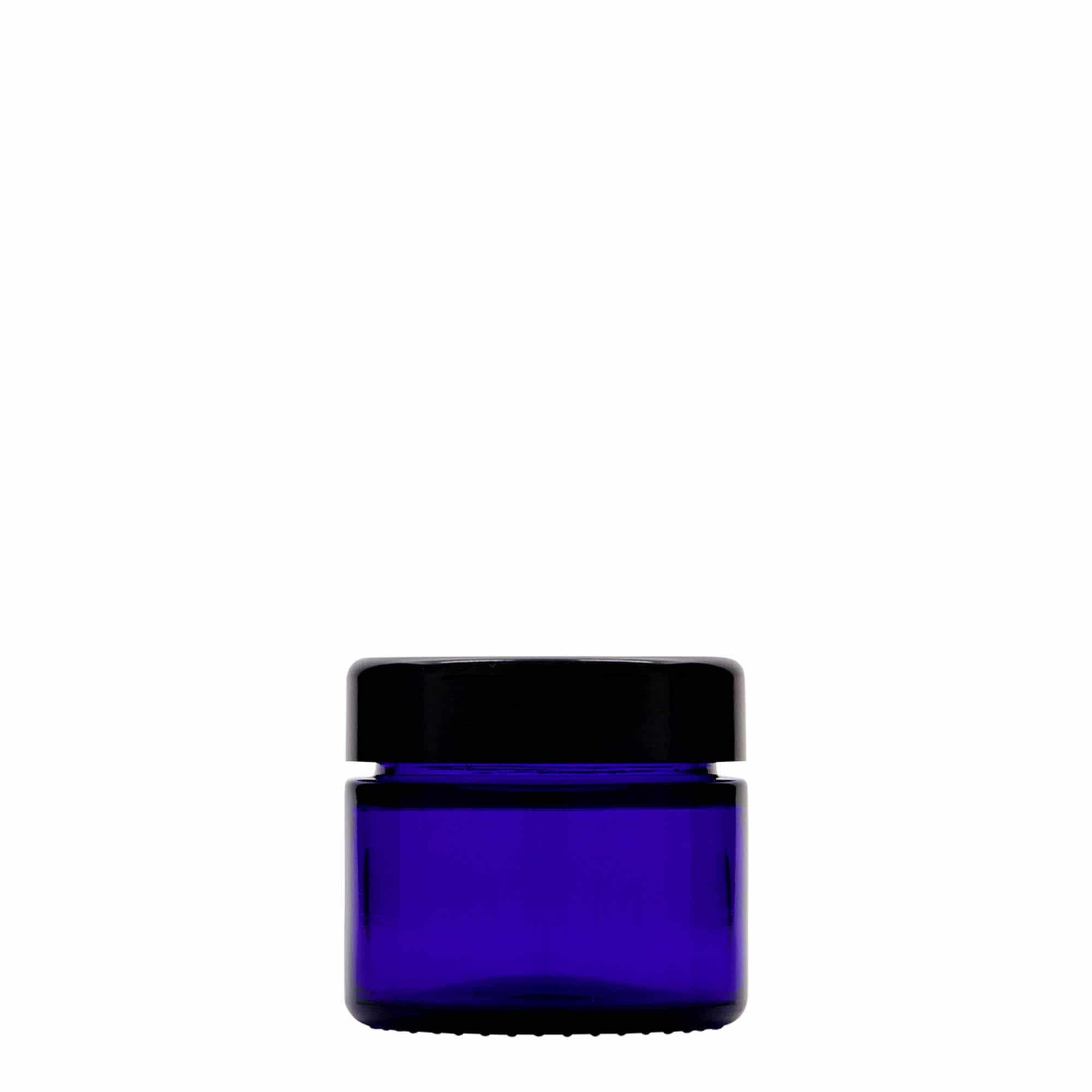50 ml téglik „Blue Edition“, sklený, kráľovská modrá farba, hrdlo: skrutkovací uzáver