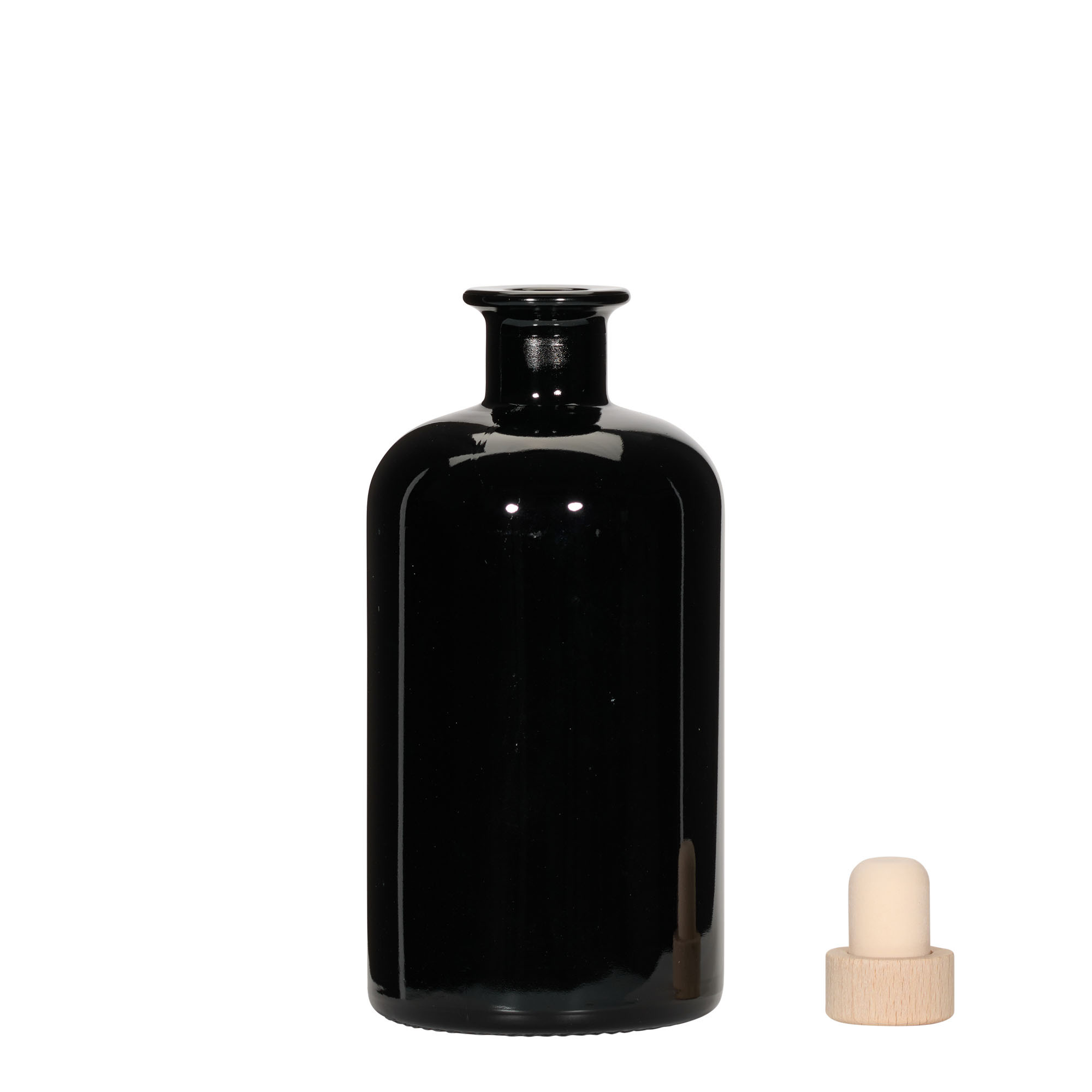 500 ml lekárenská sklenená fľaša, čierna, hrdlo: korok