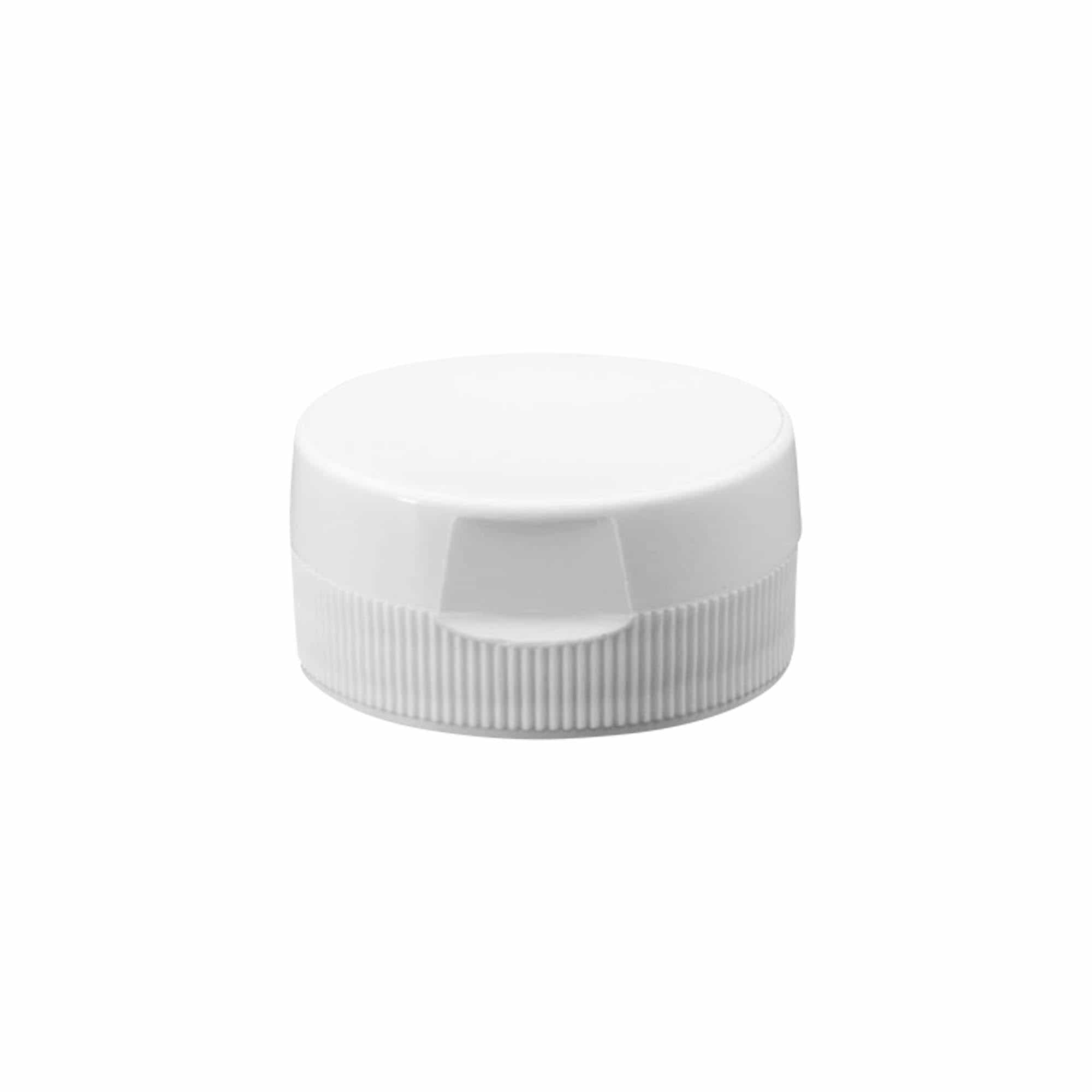 Skrutkovací uzáver sklápacie veko, PP plast, biela farba, pre hrdlo: GPI 38/400 Skrutkovací uzáver sklápacie veko, PP plast, biela farba, pre hrdlo: GPI 38/400
