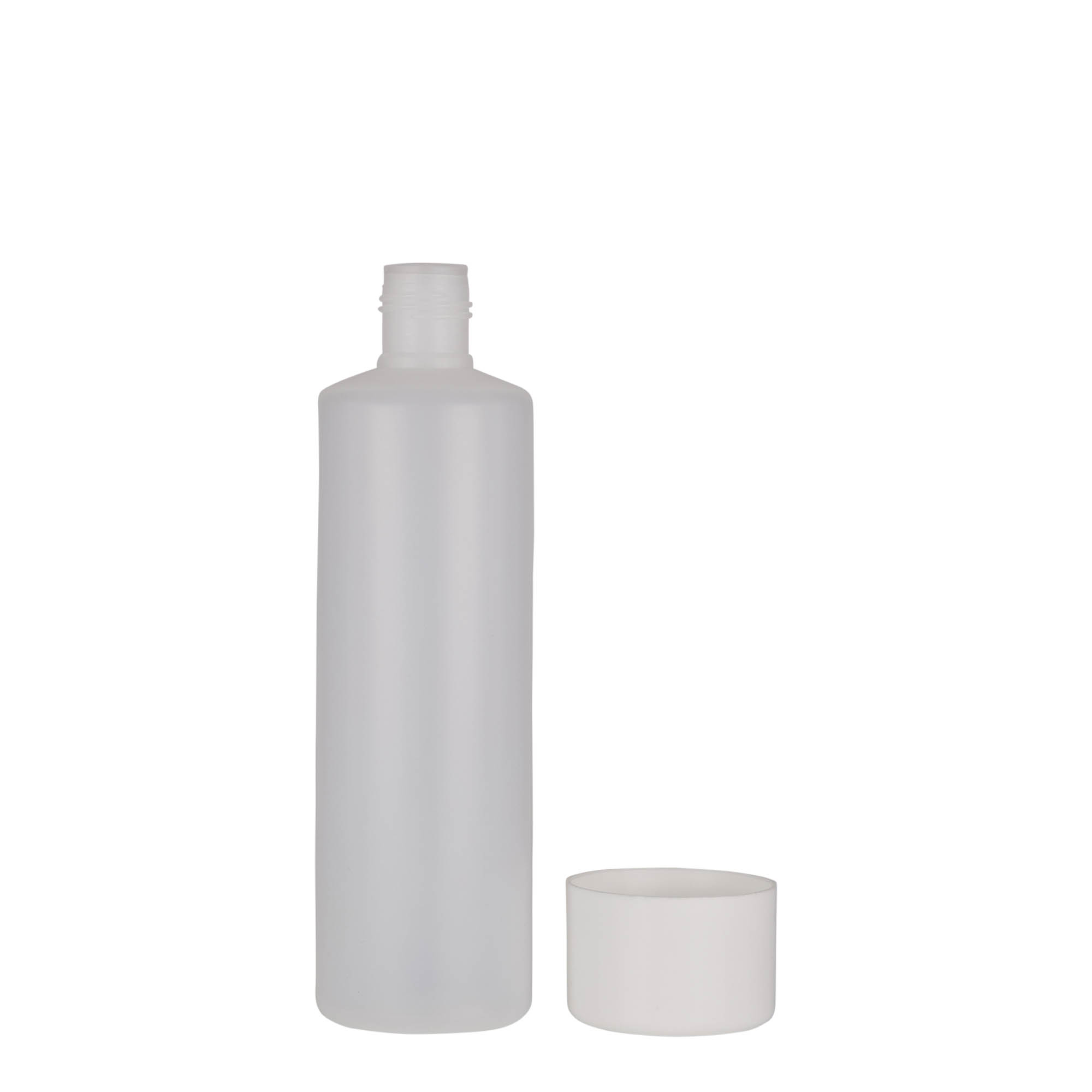 250 ml okrúhla fľaša, PE-plast, prírodná, hrdlo: skrutkovací uzáver 250 ml okrúhla fľaša, PE-plast, prírodná, hrdlo: skrutkovací uzáver