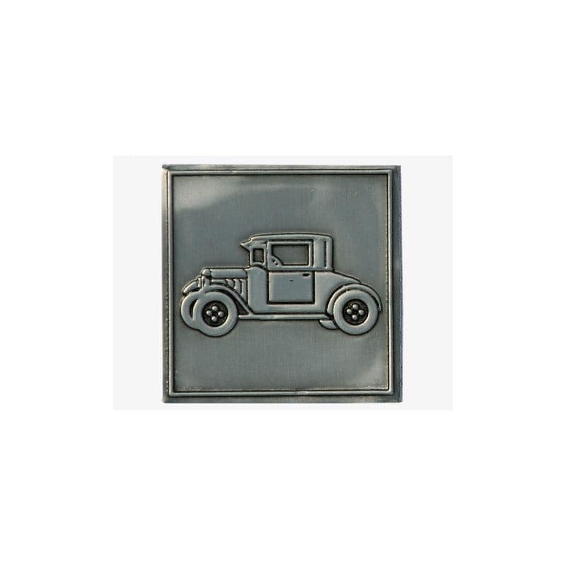 Cínová etiketa „Oldtimer“, štvorcová, kov, strieborná farba Cínová etiketa „Oldtimer“, štvorcová, kov, strieborná farba