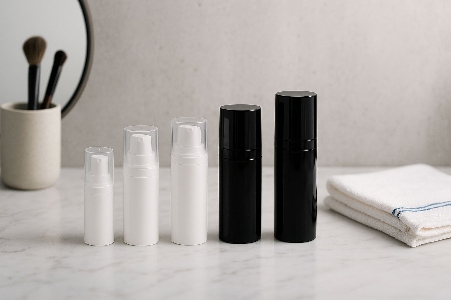 Airless hlava Micro strieborný okraj + biela, lesklá nasadzovacia krytka