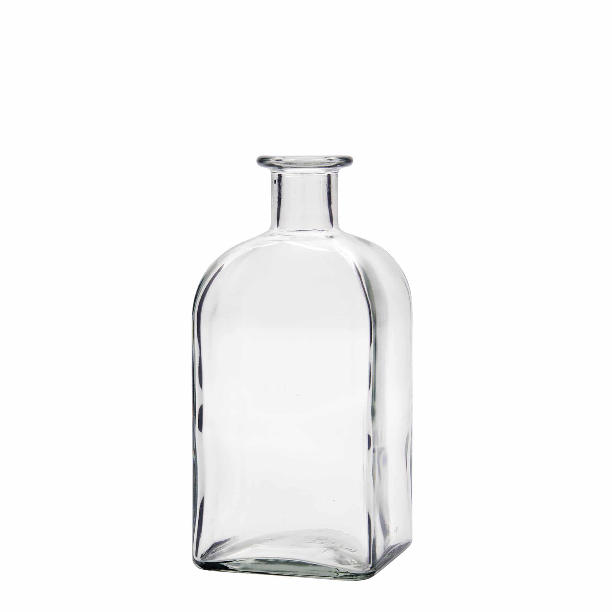 500 ml sklená fľaša lekárnik Carré, štvorcová, hrdlo: korok