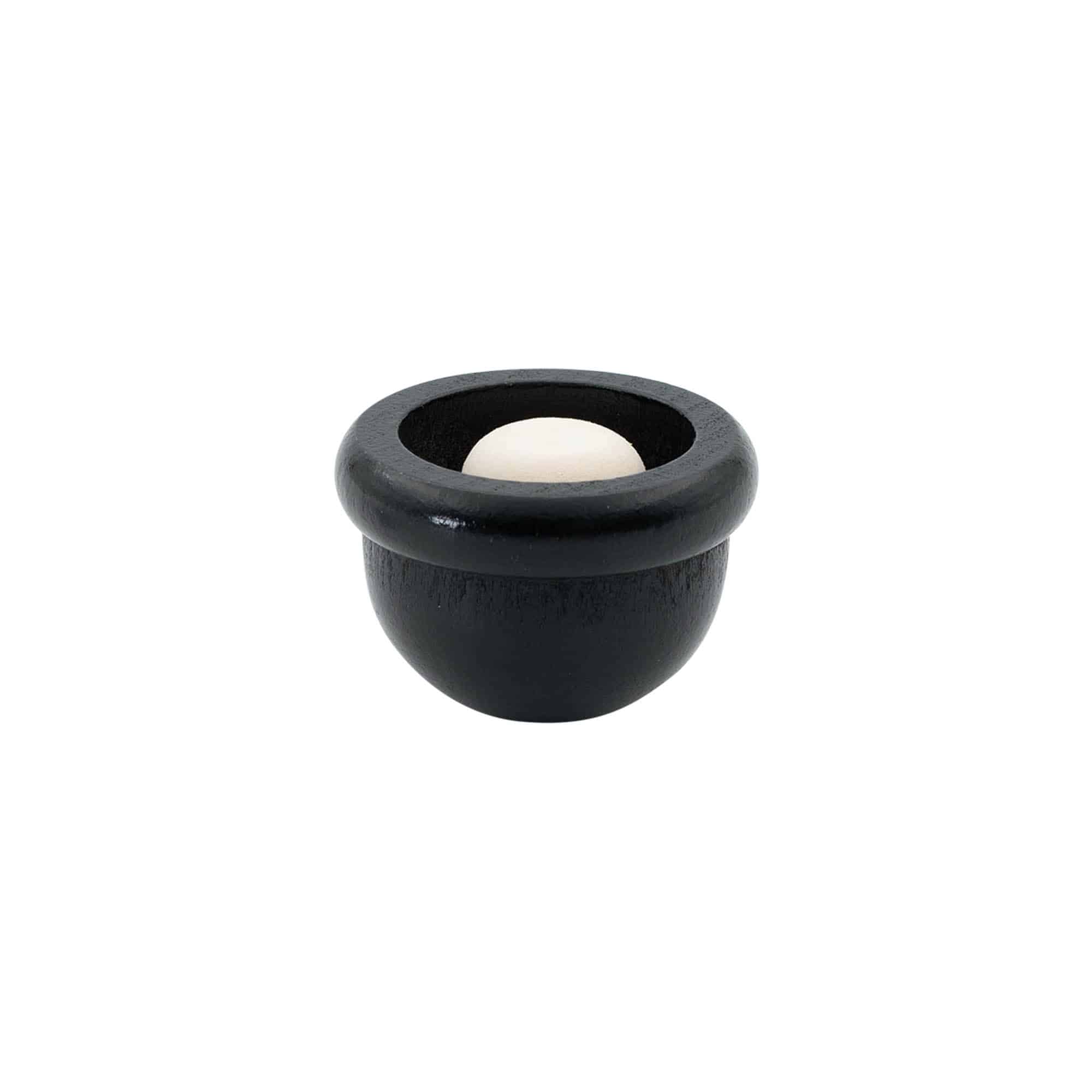 Zátky s hmatníkom 19 mm, drevo/plast, čierna farba, pre hrdlo: korok
