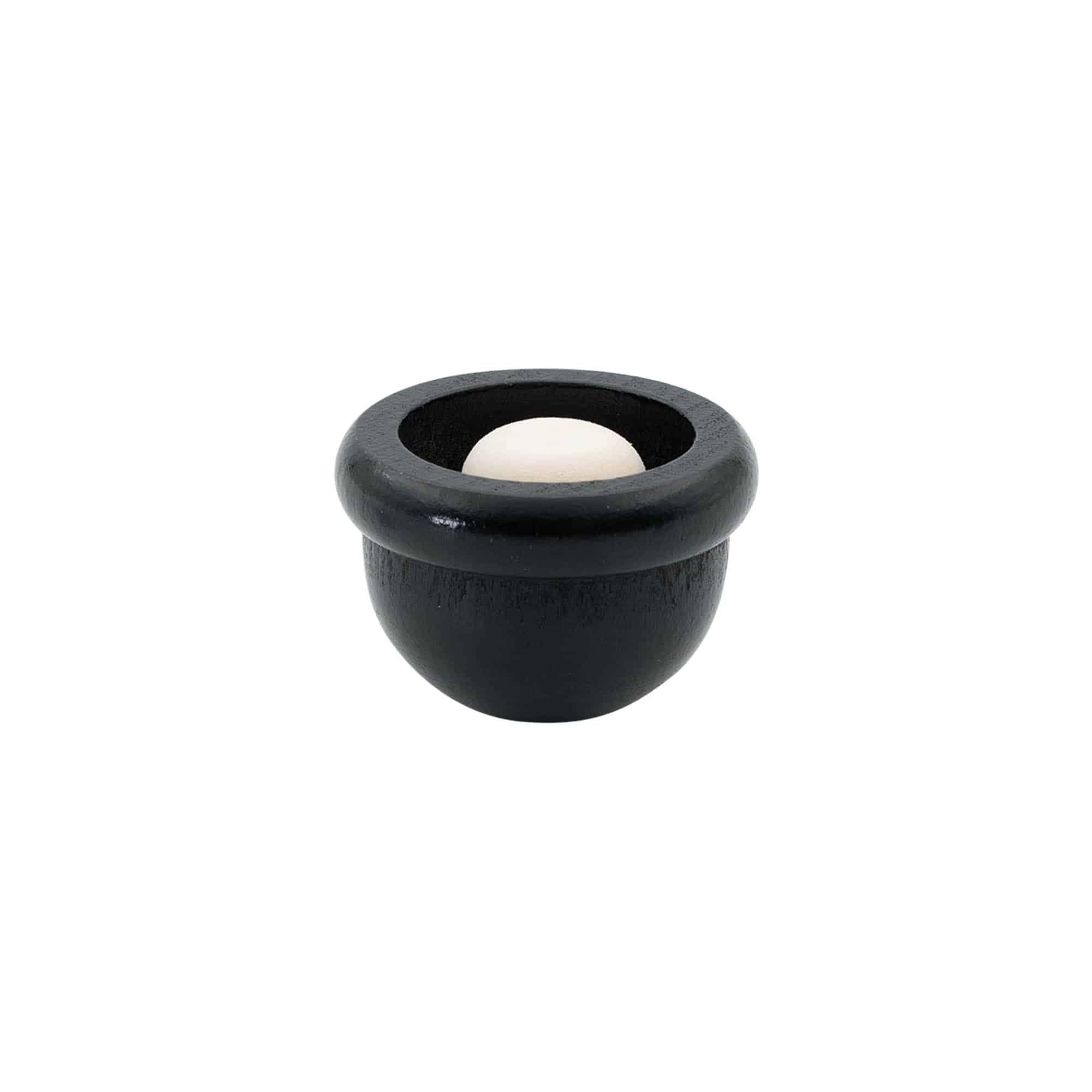 Rukoväť korku 19 mm "Melón", drevo/PE, čierna, pre hrdlo: korok