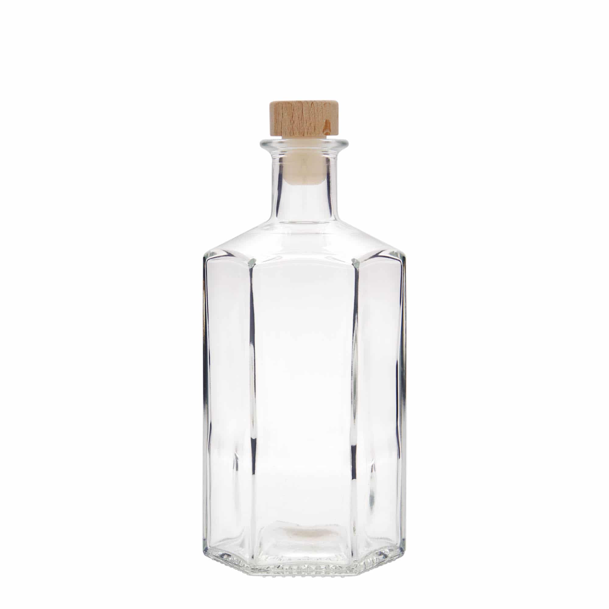 500 ml sklená fľaša lekárnická „Jimmy“, šesťhranná, hrdlo: korok