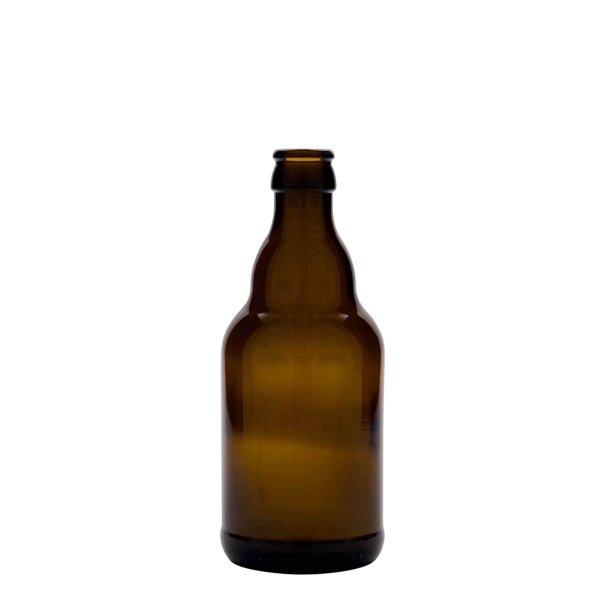 330 ml pivová fľaša 'Steinie', sklo, hnedá, hrdlo: korunkový uzáver