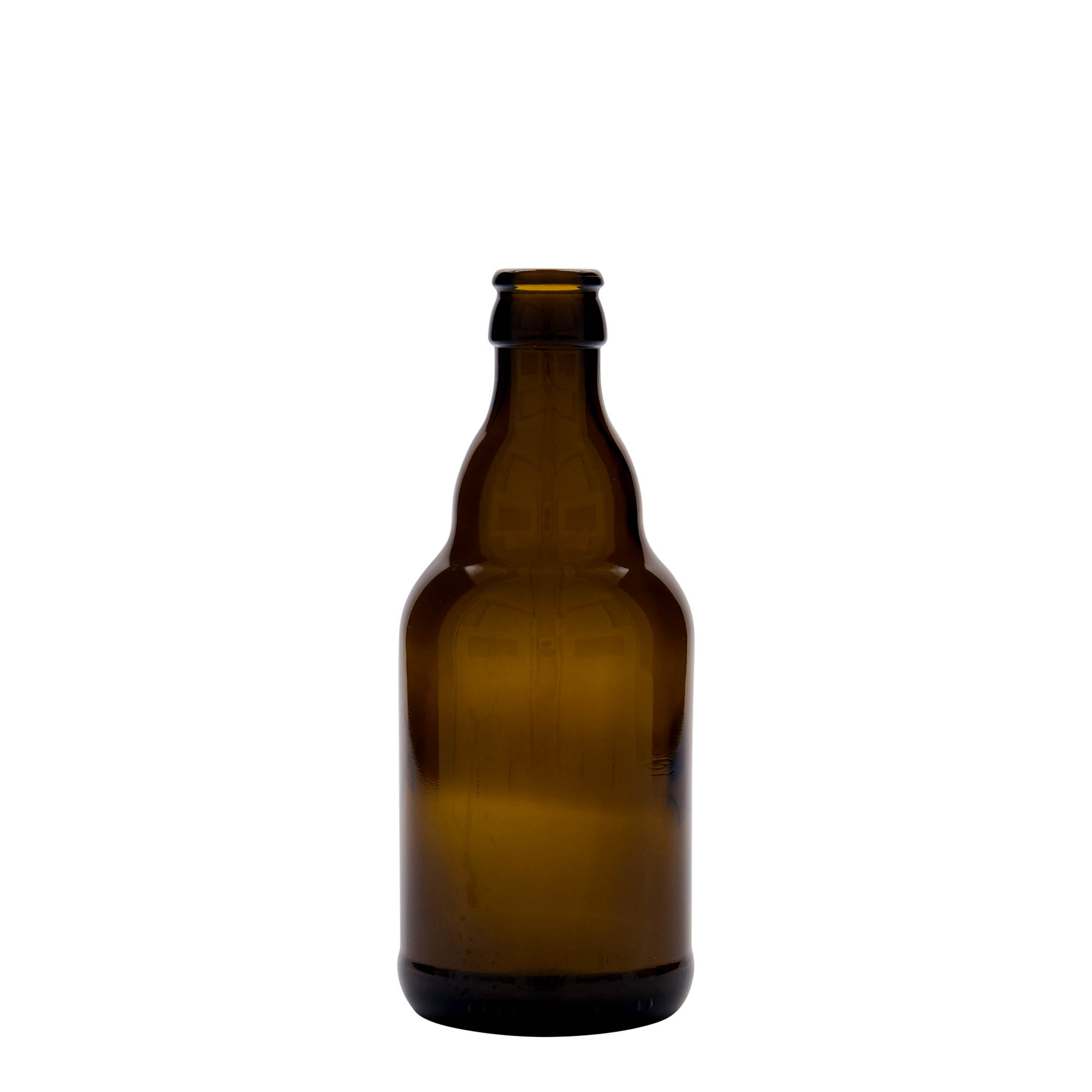 330 ml pivová fľaša 'Steinie', sklo, hnedá, hrdlo: korunkový uzáver