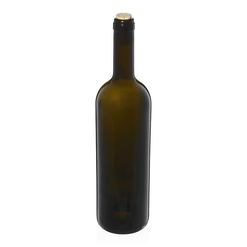 750 ml vínová fľaša „Golia“, antická zelená farba, hrdlo: korok