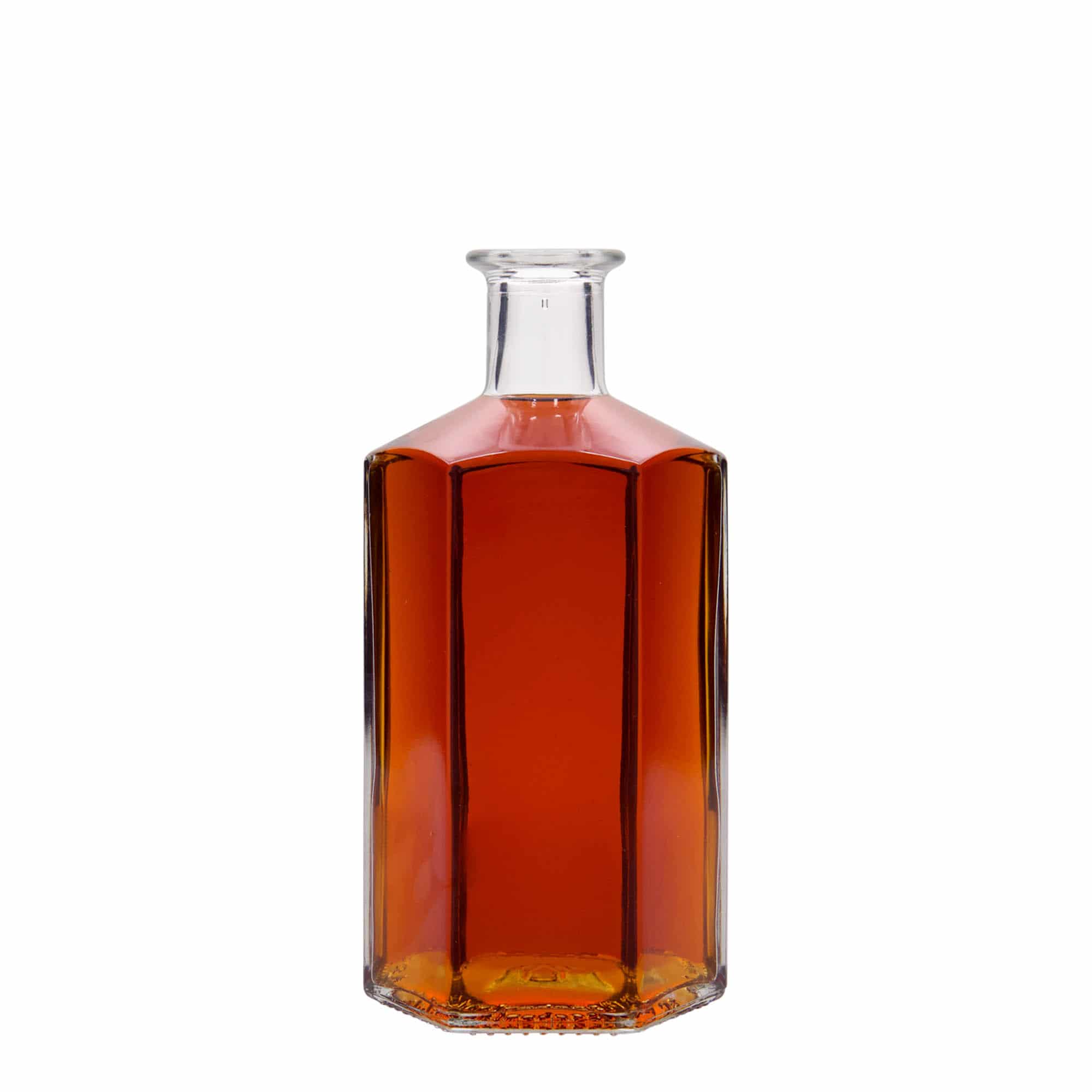 500 ml sklená fľaša lekárnická „Jimmy“, šesťhranná, hrdlo: korok