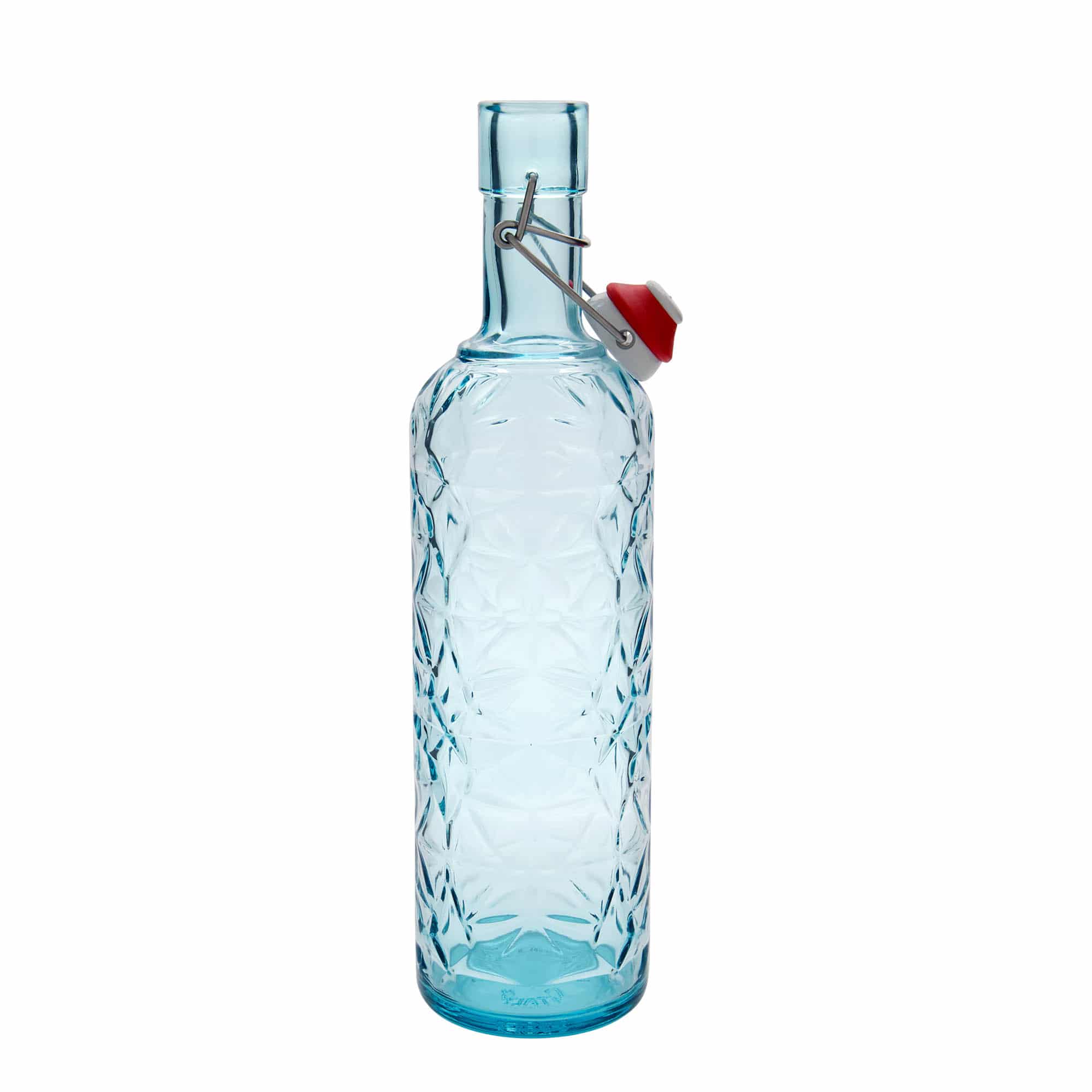 1 000 ml sklenená fľaša 'Oriente', azúrovo modrá, hrdlo: uzáver s pákou