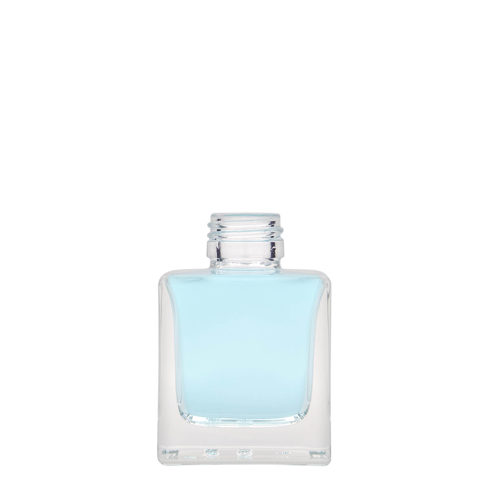 100 ml sklenená fľaša 'Cube', štvorcová, hrdlo: PP 28