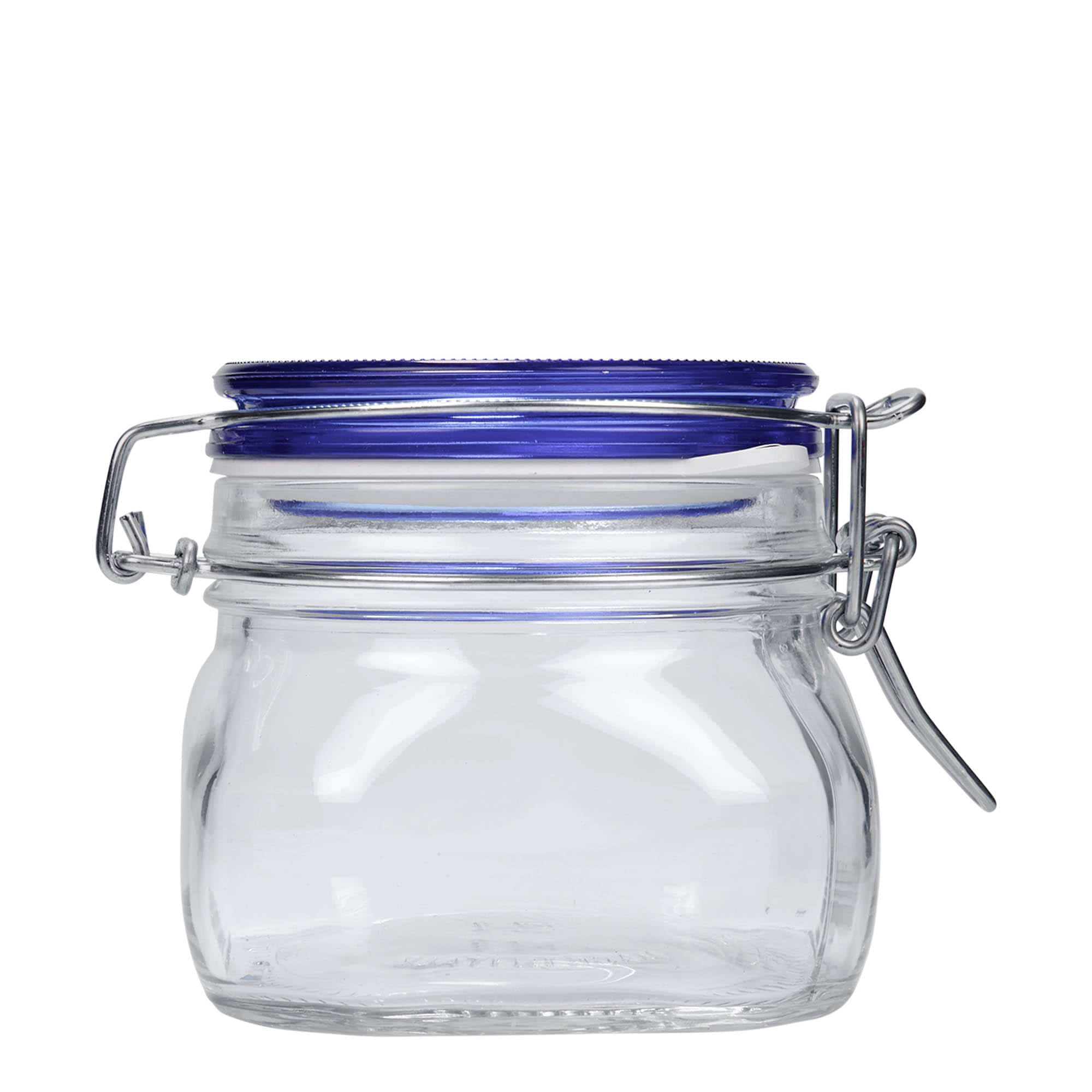 500 ml pohár so strmeňovým uzáverom „Fido“ Blue Top, štvorcový, hrdlo: strmeňový uzáver 500 ml pohár so strmeňovým uzáverom „Fido“ Blue Top, štvorcový, hrdlo: strmeňový uzáver
