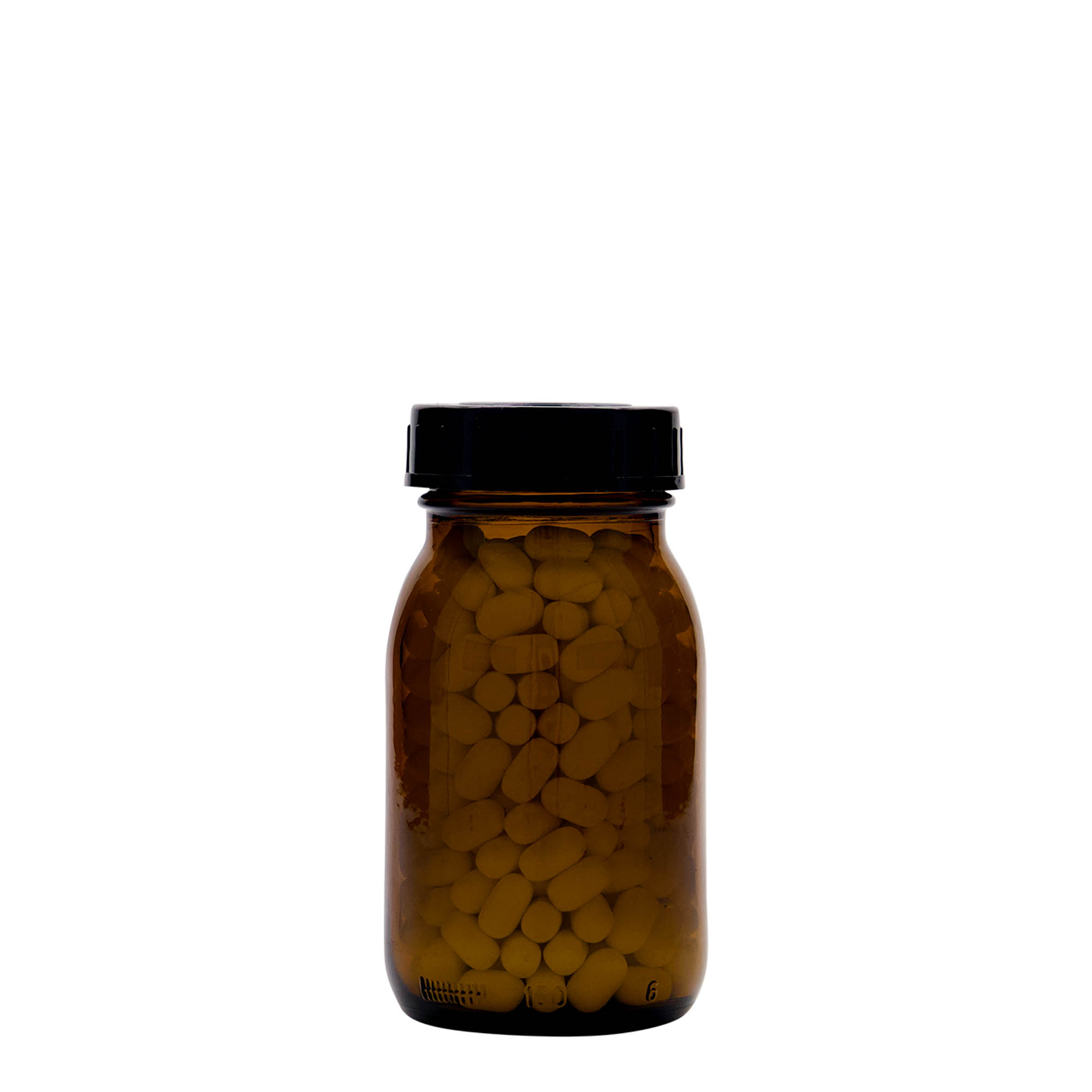 150 ml širokouhlové sklo, hnedé, hrdlo: DIN 45