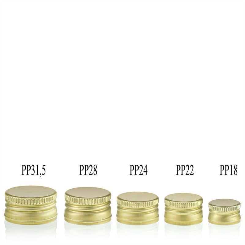 Skrutkovací uzáver, kov, zlatá farba, pre hrdlo: PP 18