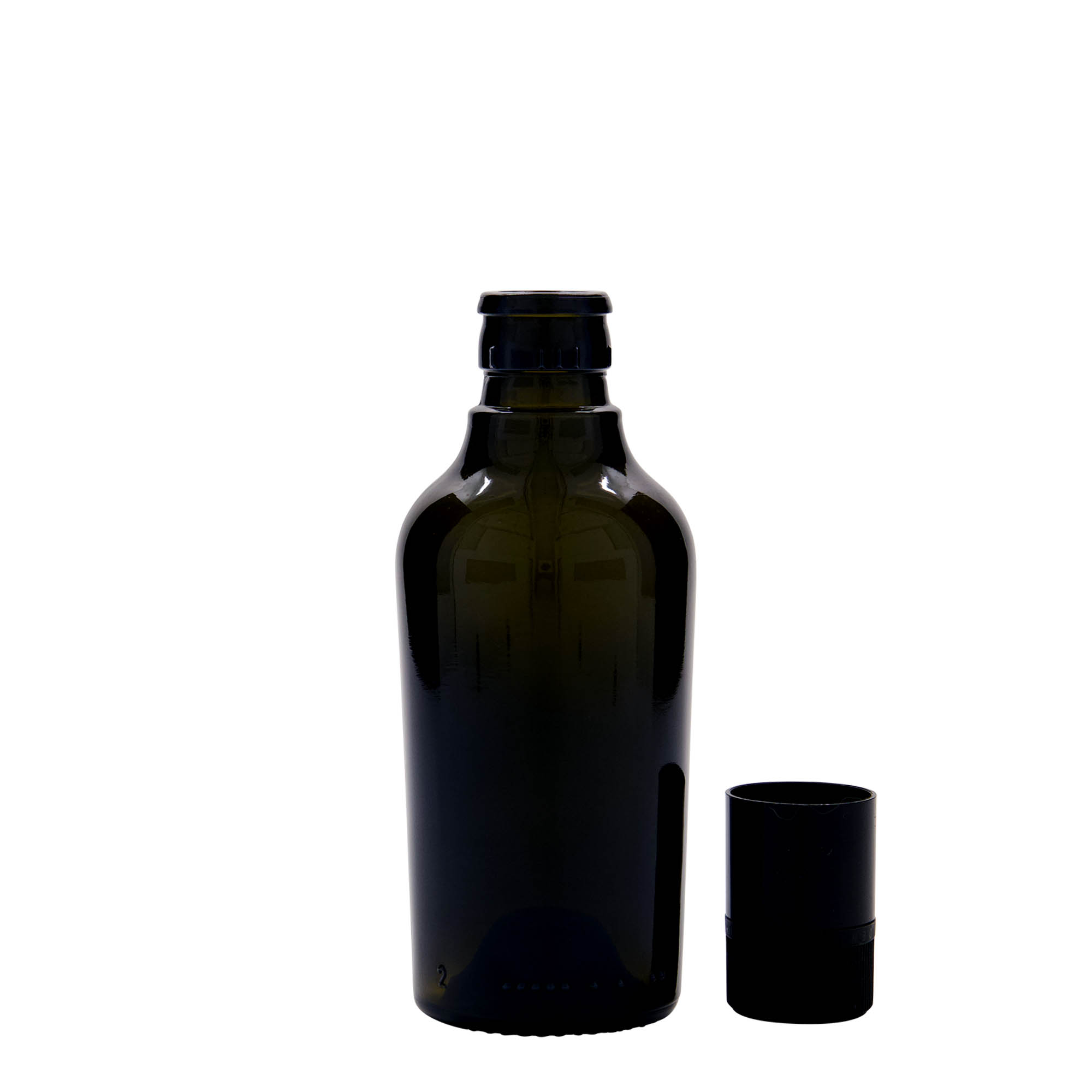250 ml fľaša na ocot/olej 'Oleum', sklo, antikzelená, hrdlo: DOP