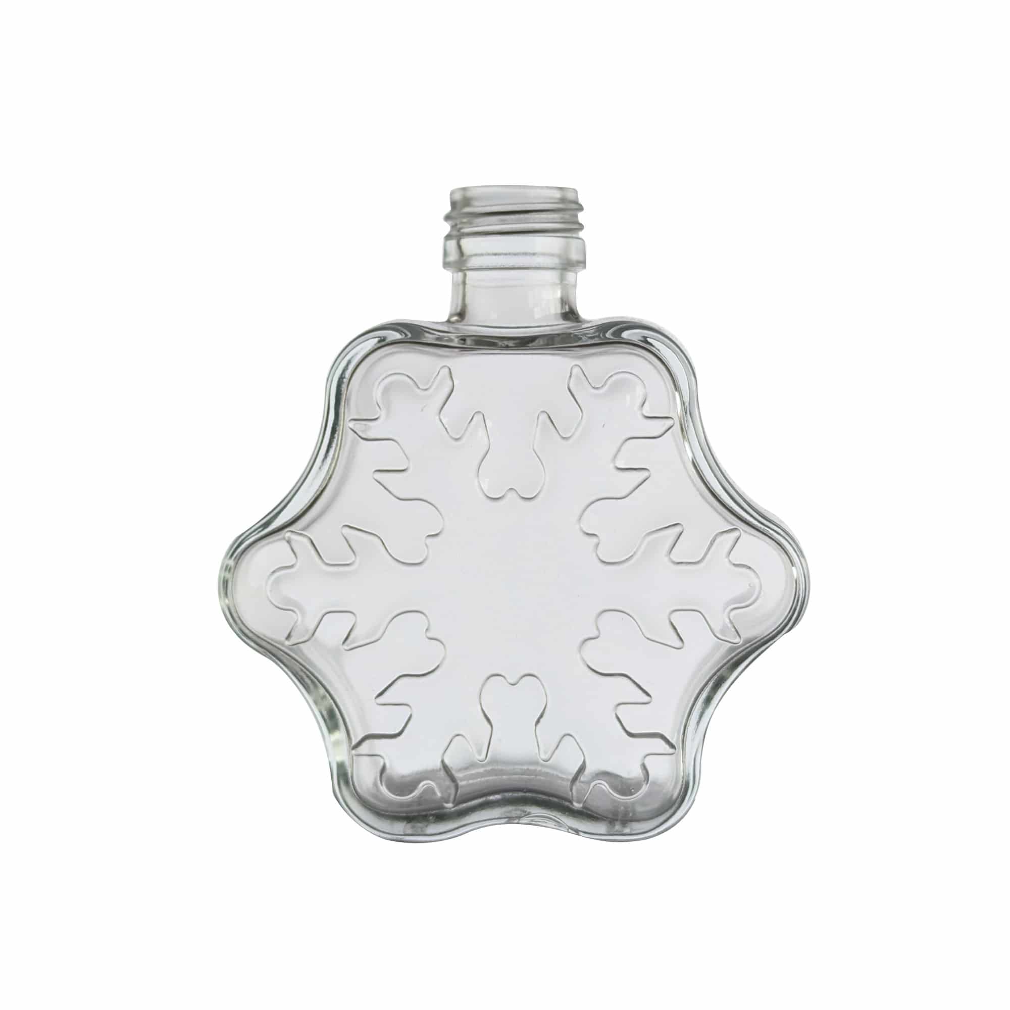 200 ml sklenená fľaša 'Snehová vločka', hrdlo: PP 28