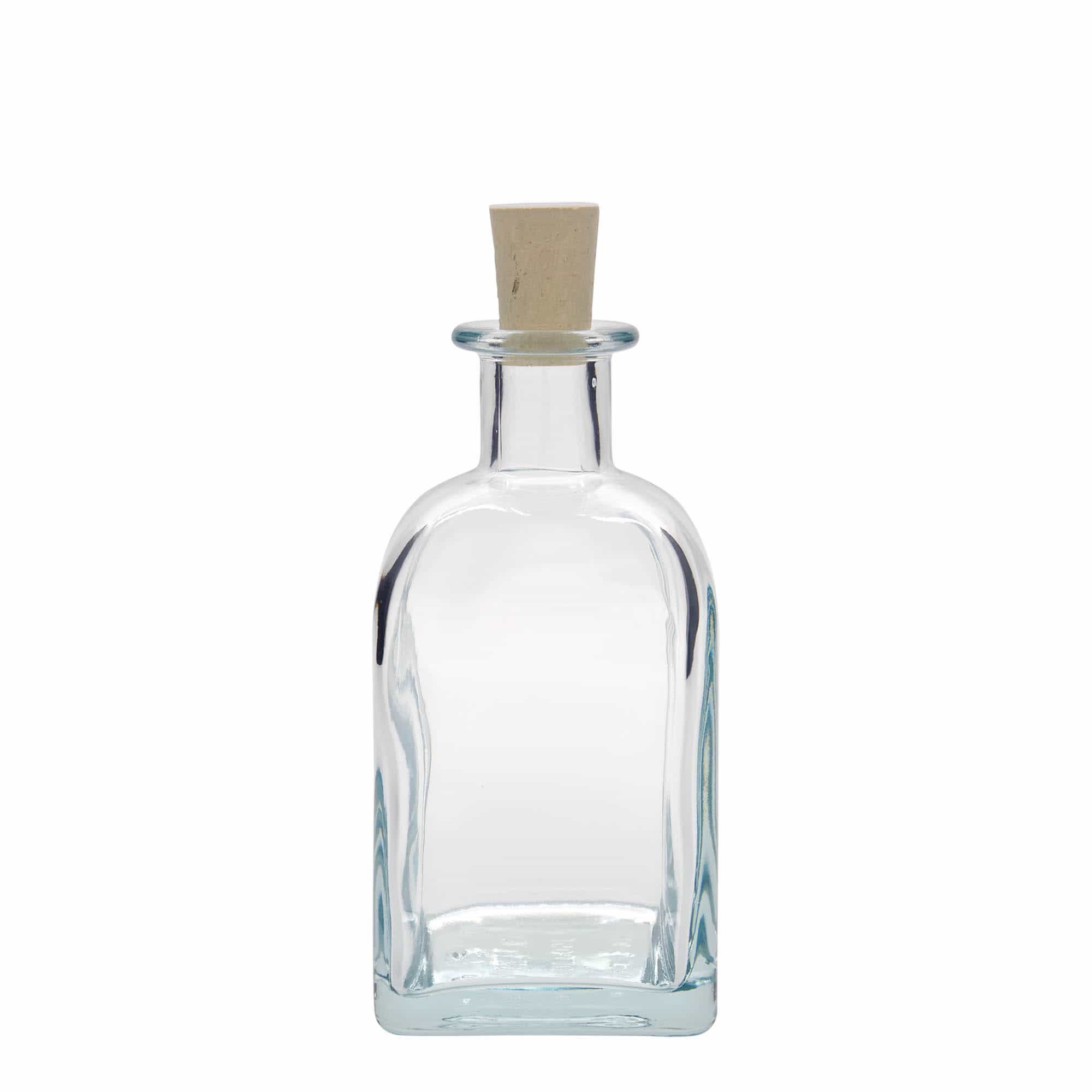 350 ml sklená fľaša lekárnik Carré, štvorcová, hrdlo: korok