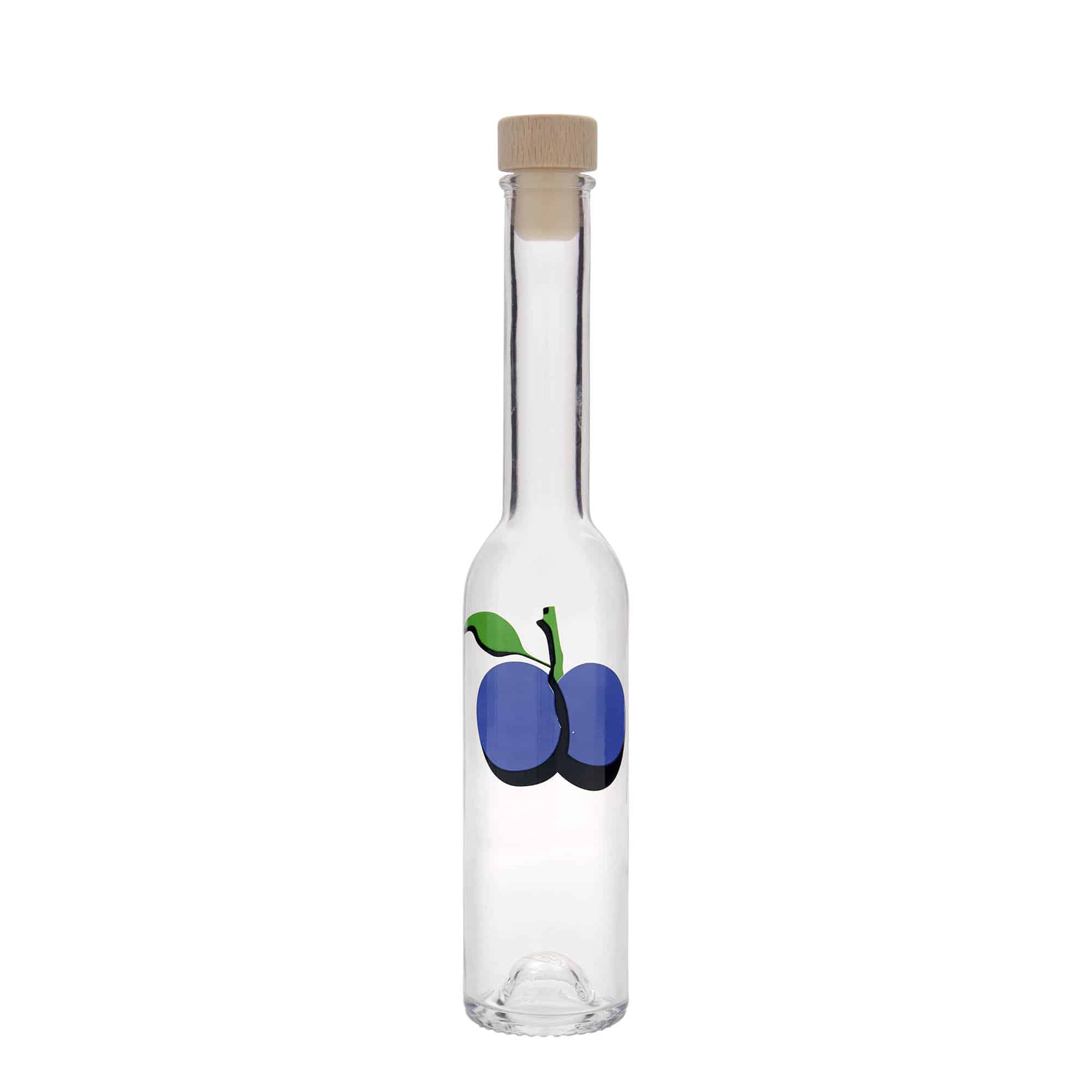 200 ml sklenená fľaša 'Opera', motív: slivka, hrdlo: korok