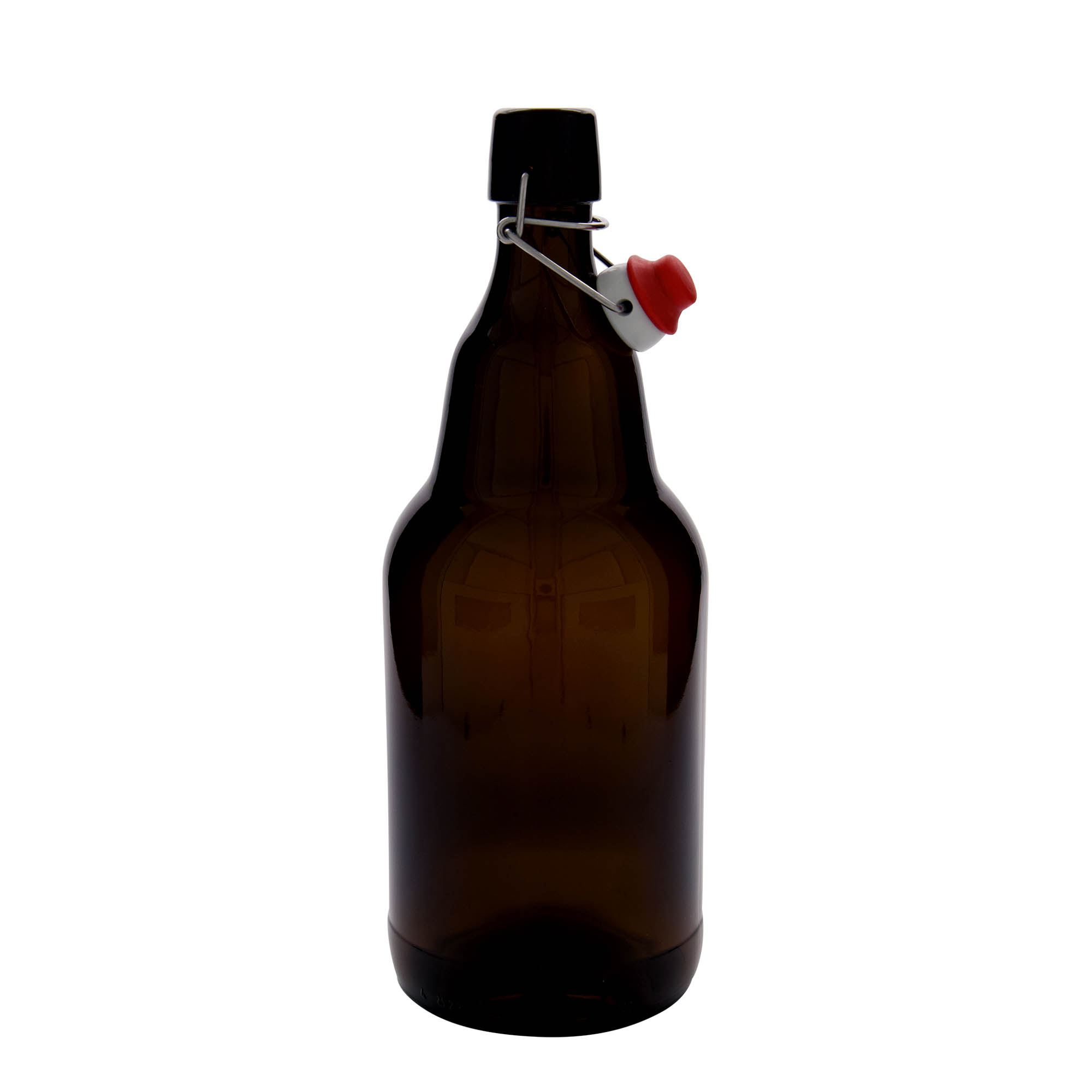 2 000 ml pivová fľaša, sklo, hnedá, uzáver: pákový uzáver
