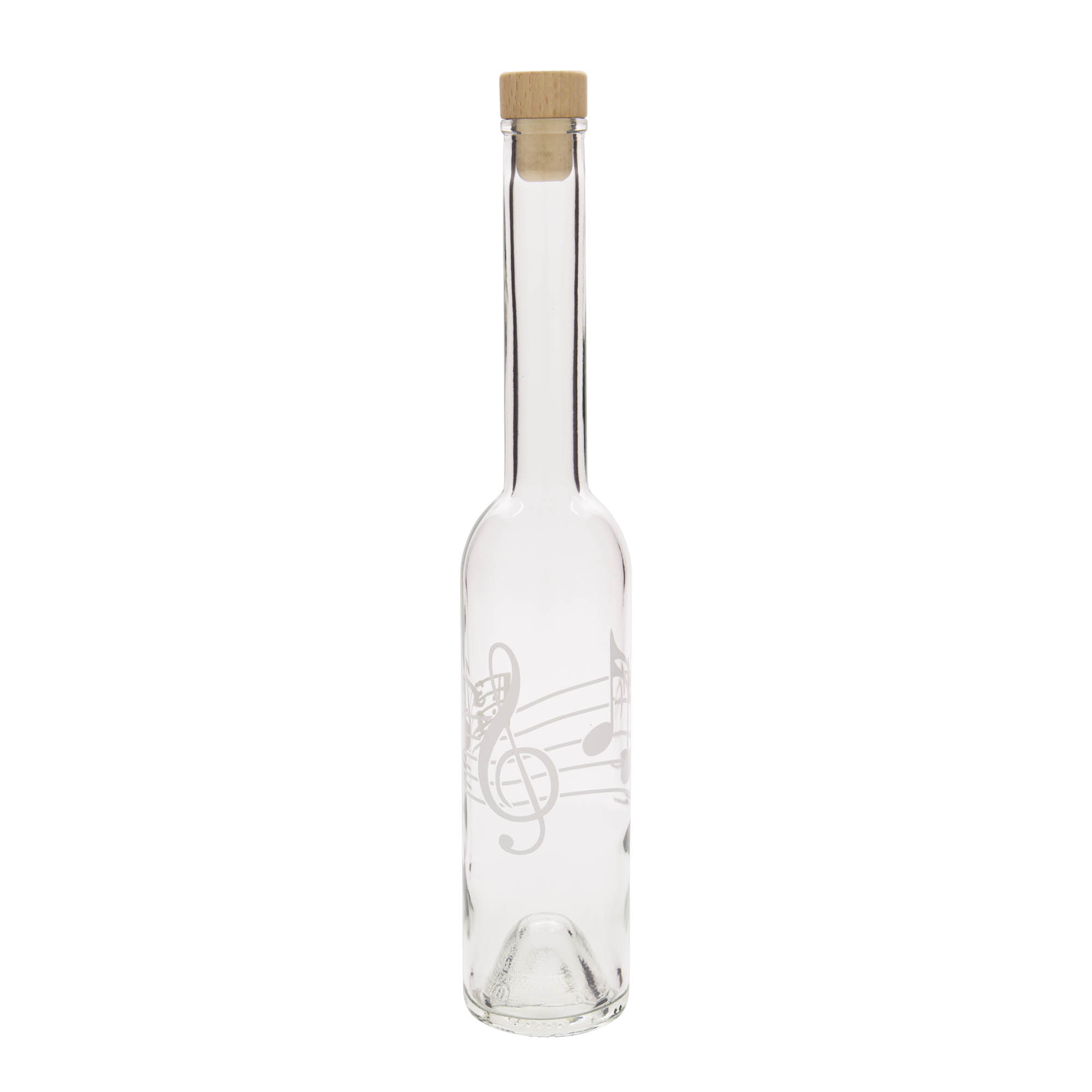 350 ml sklenená fľaša 'Opera', motív: noty, uzáver: korok