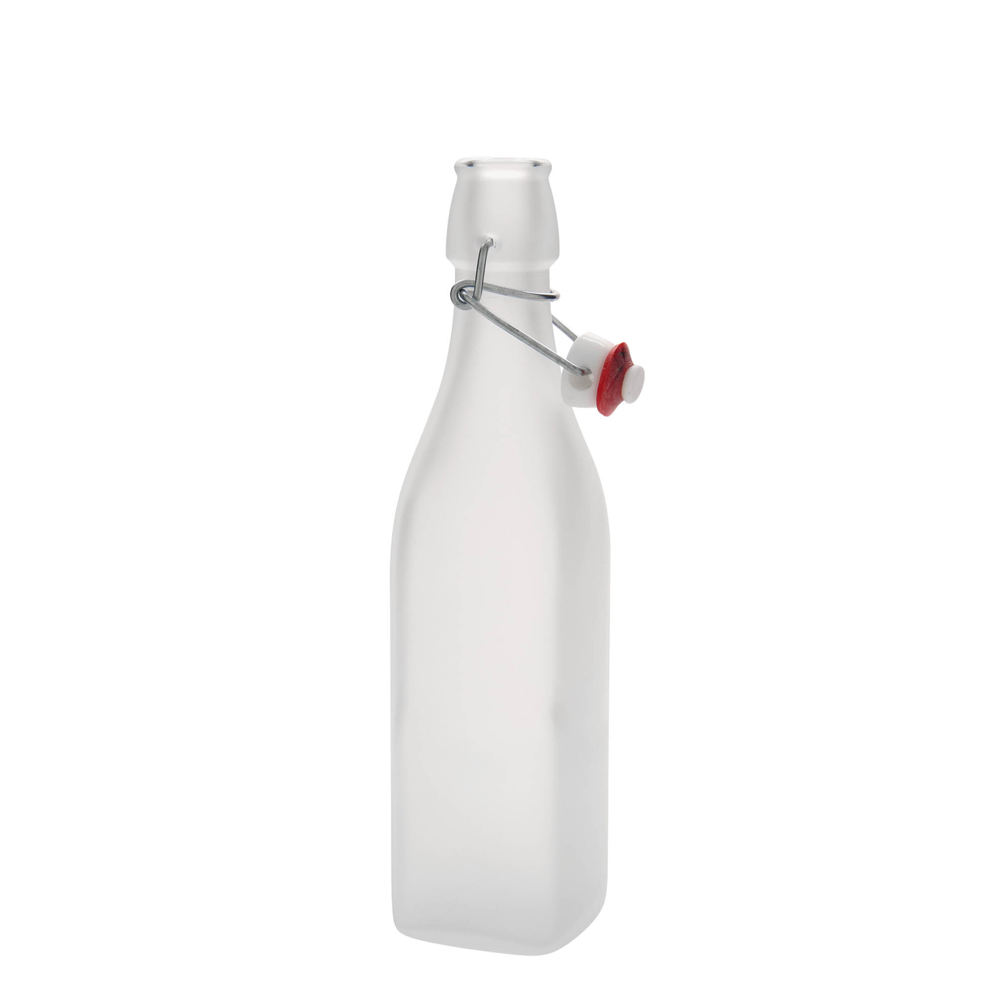 500 ml sklenená fľaša 'Swing, štvorcová, biela, hrdlo: pákové uzáver