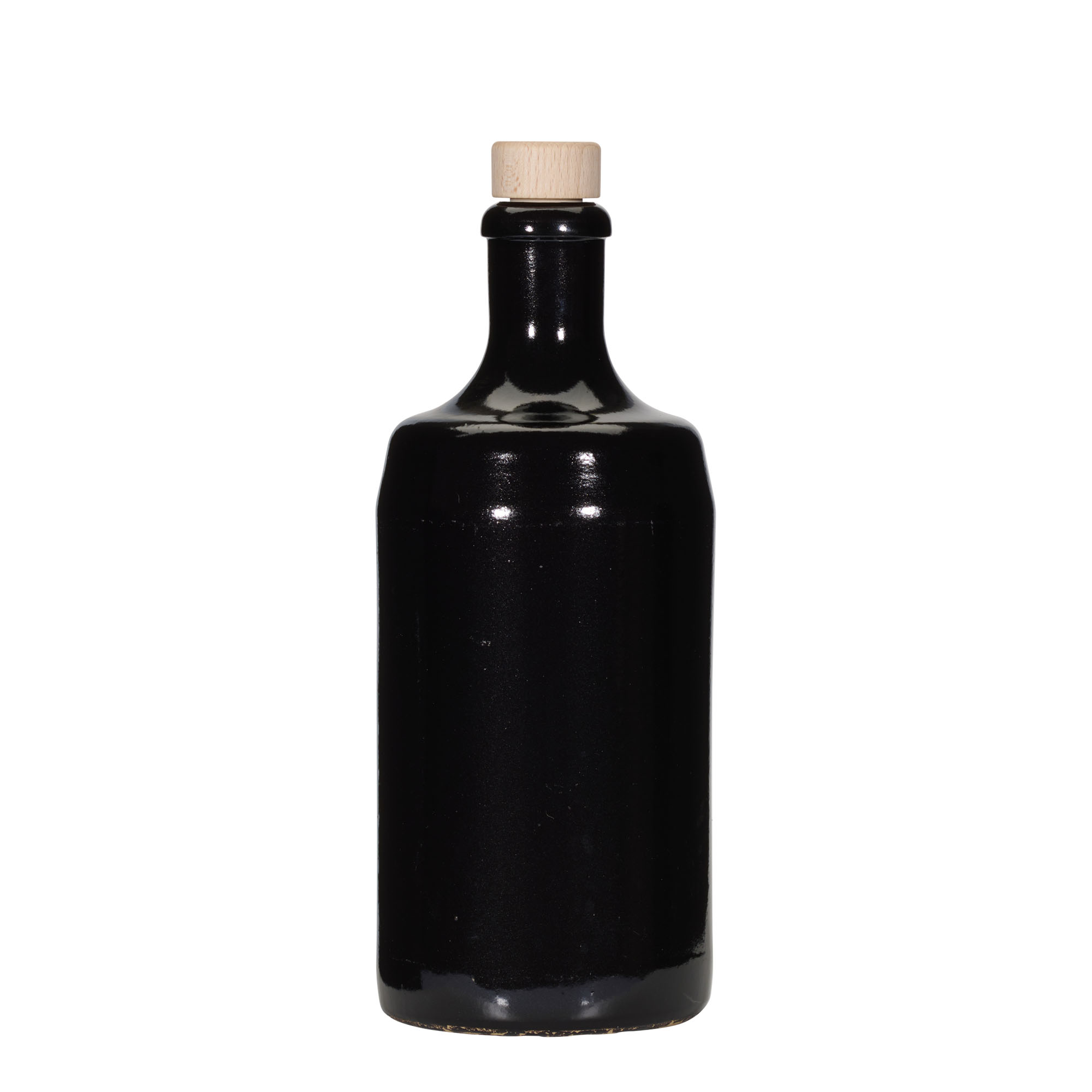 700 ml hlinený džbán 'Calvados, kamenina, čierny, hrdlo: korok
