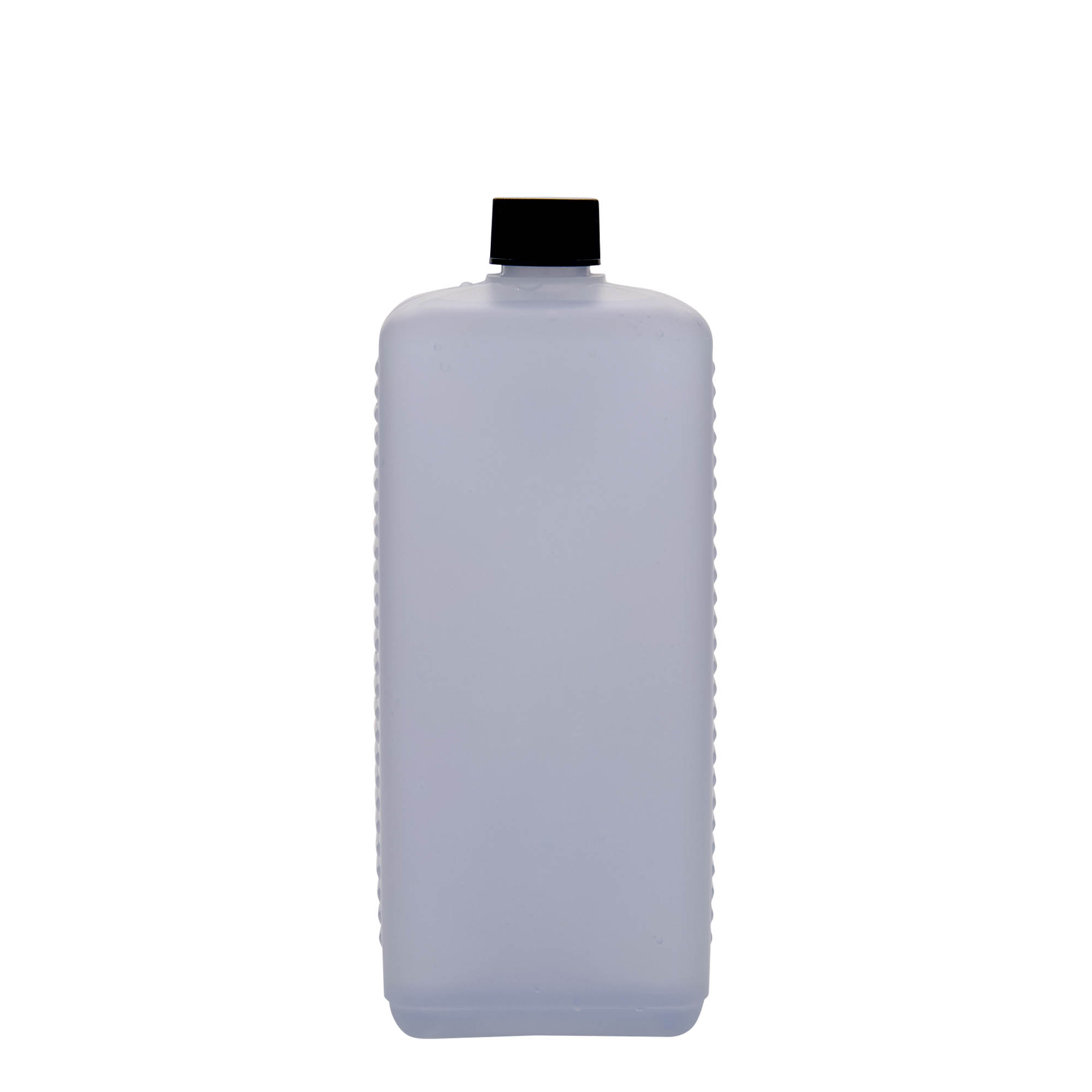 1 000 ml kanistrová fľaša, obdĺžniková, HDPE plast, prírodná, hrdlo: DIN 25 EPE