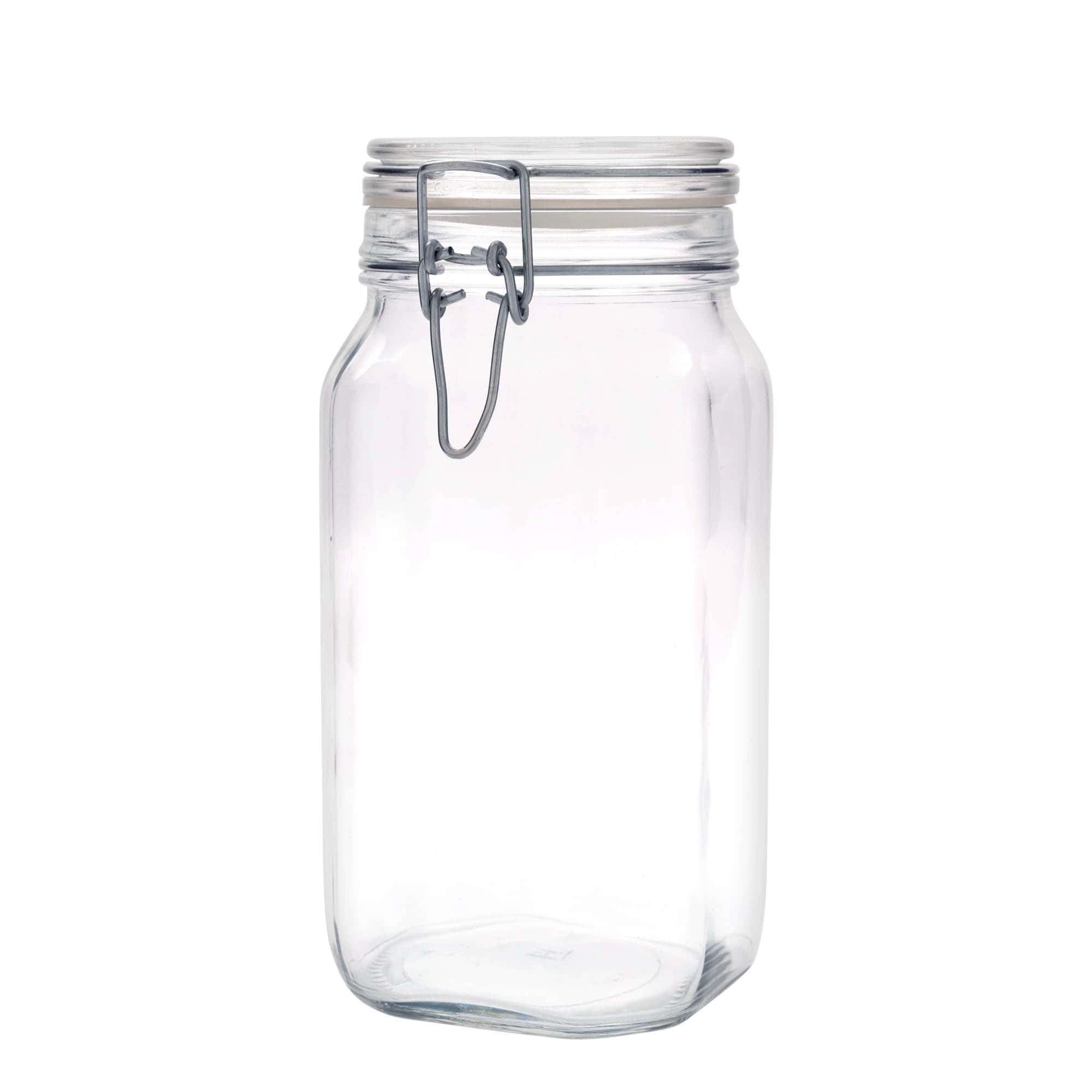 1 500 ml sklenená nádoba so záverom na drôt, štvorcová, hrdlo: záver na drôt 1 500 ml sklenená nádoba so záverom na drôt, štvorcová, hrdlo: záver na drôt
