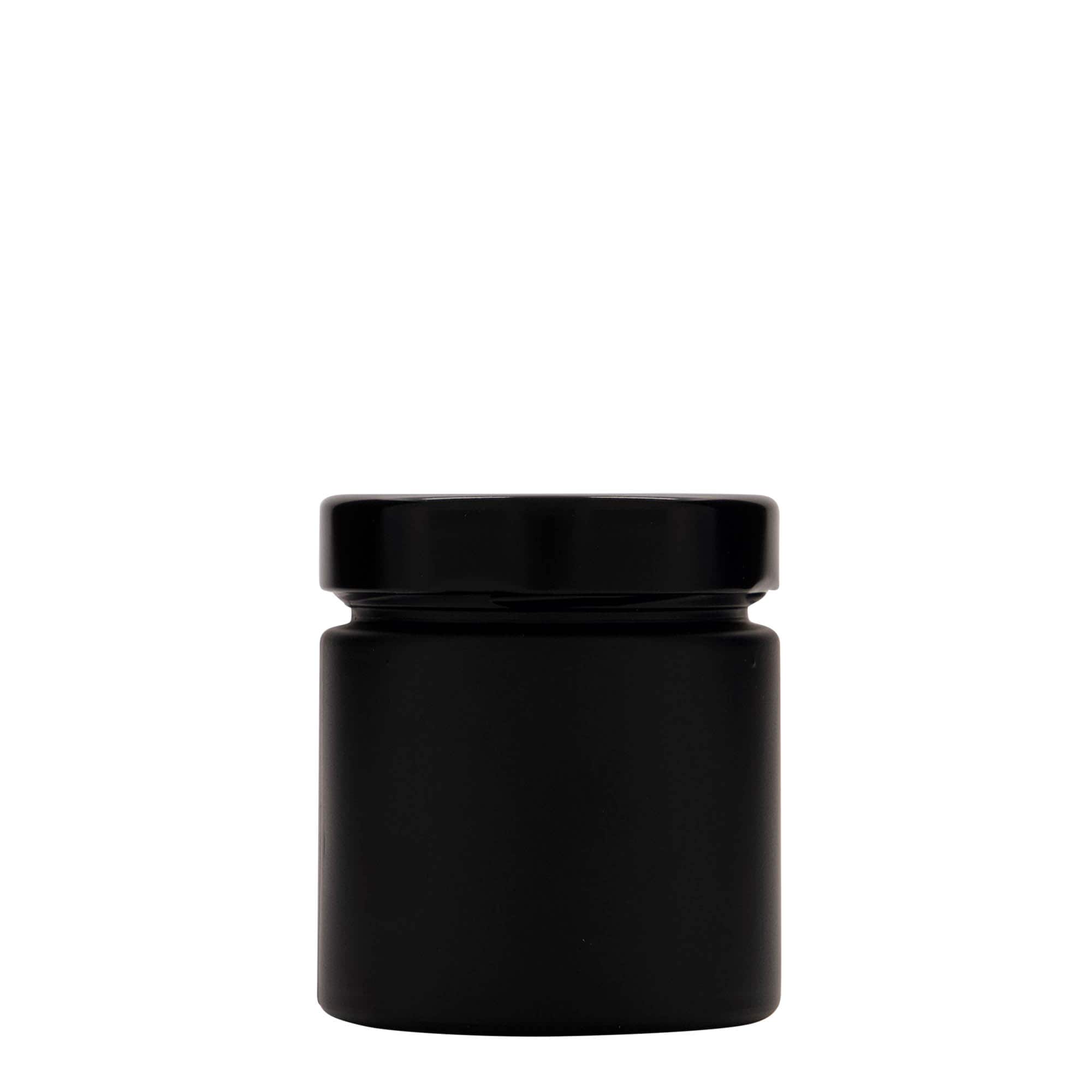 220 ml okrúhla sklenená nádoba 'Aurora', čierna, hrdlo: Deep-Twist-Off (DTO 66)