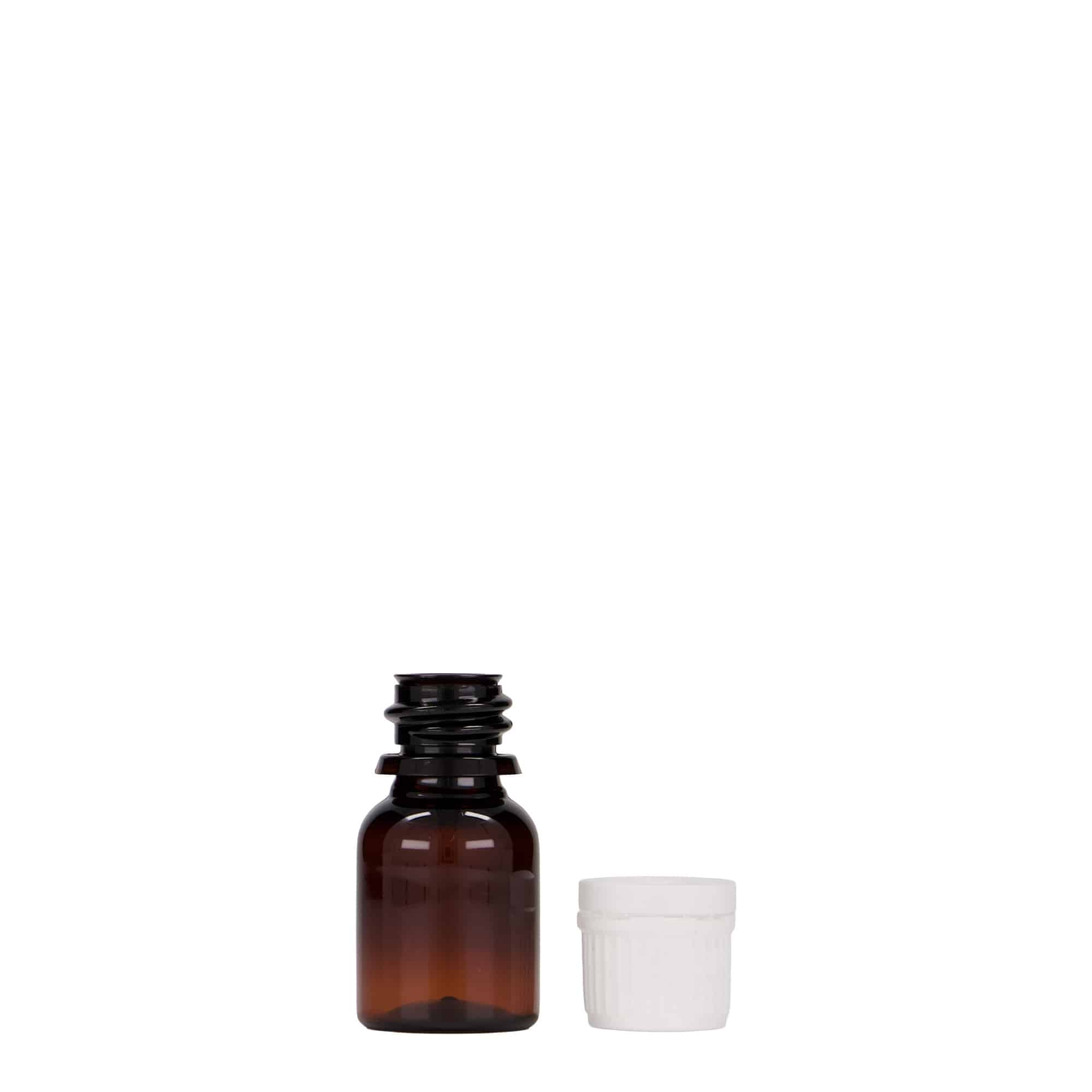 10 ml PET lekárska fľaša 'Easy Living', hnedá, plast, hrdlo: DIN 18
