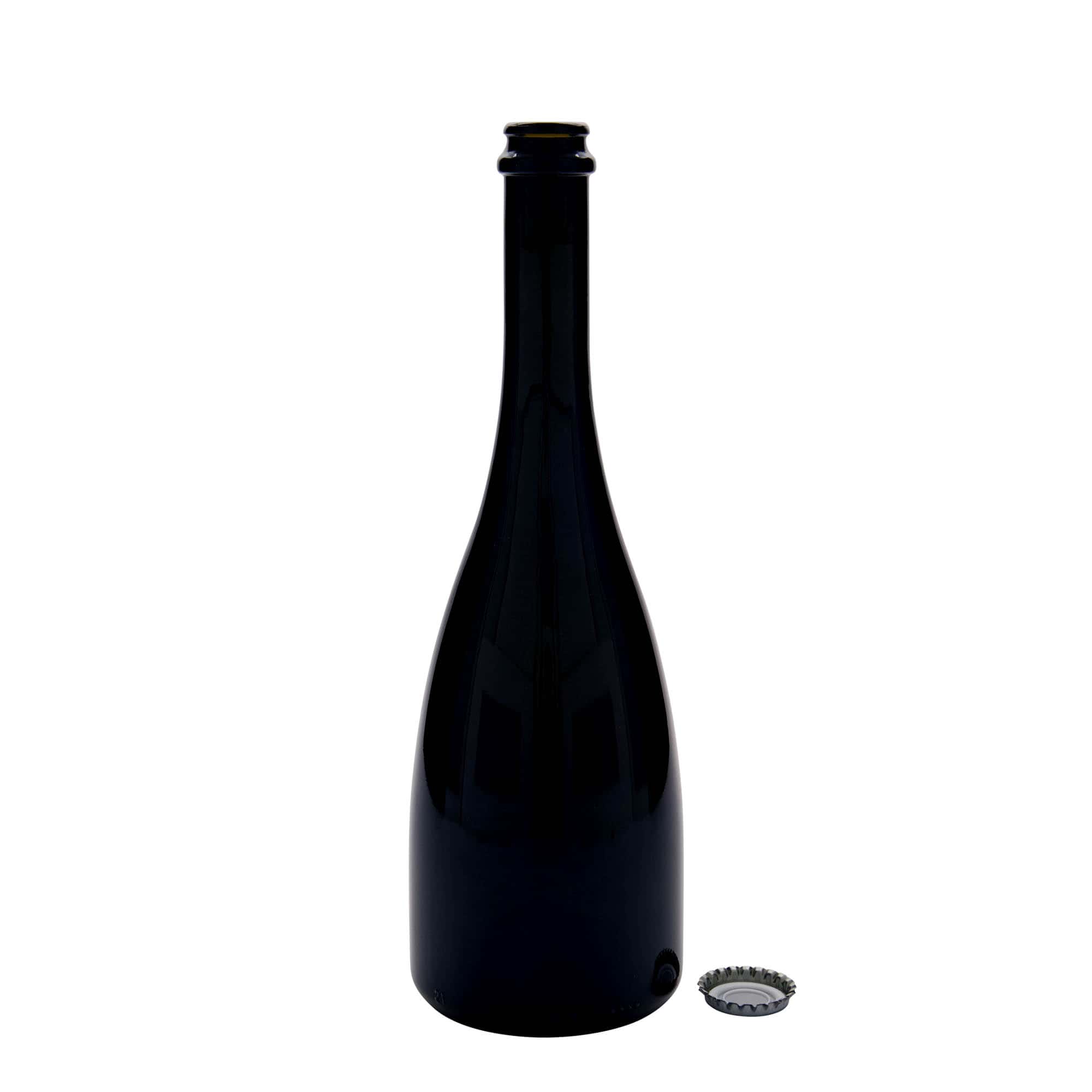 750 ml pivová / sektová fľaša 'Tosca', sklo, antik zelená, hrdlo: korunkový uzáver