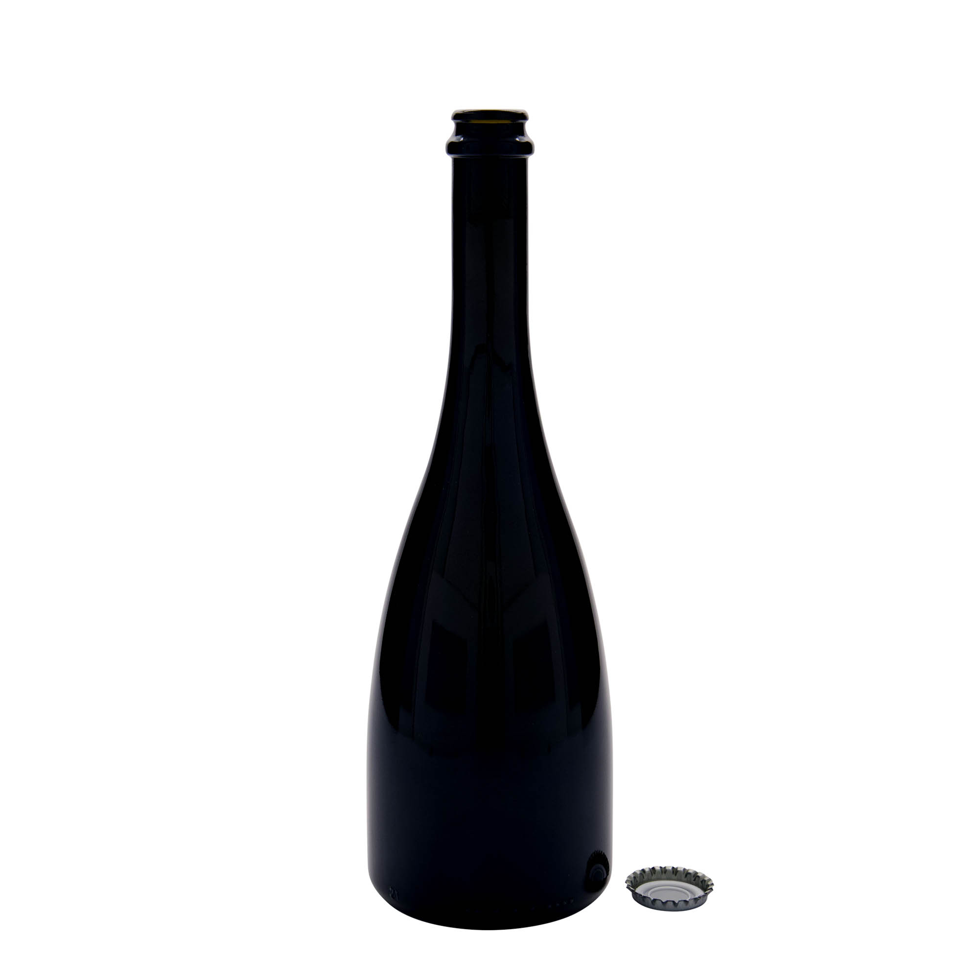 750 ml pivová / sektová fľaša 'Tosca', sklo, antik zelená, hrdlo: korunkový uzáver