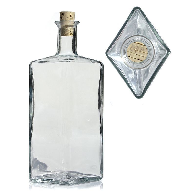 500 ml sklenená fľaša 'Riva', tvar kosoštvorca, hrdlo: korok 500 ml sklenená fľaša 'Riva', tvar kosoštvorca, hrdlo: korok