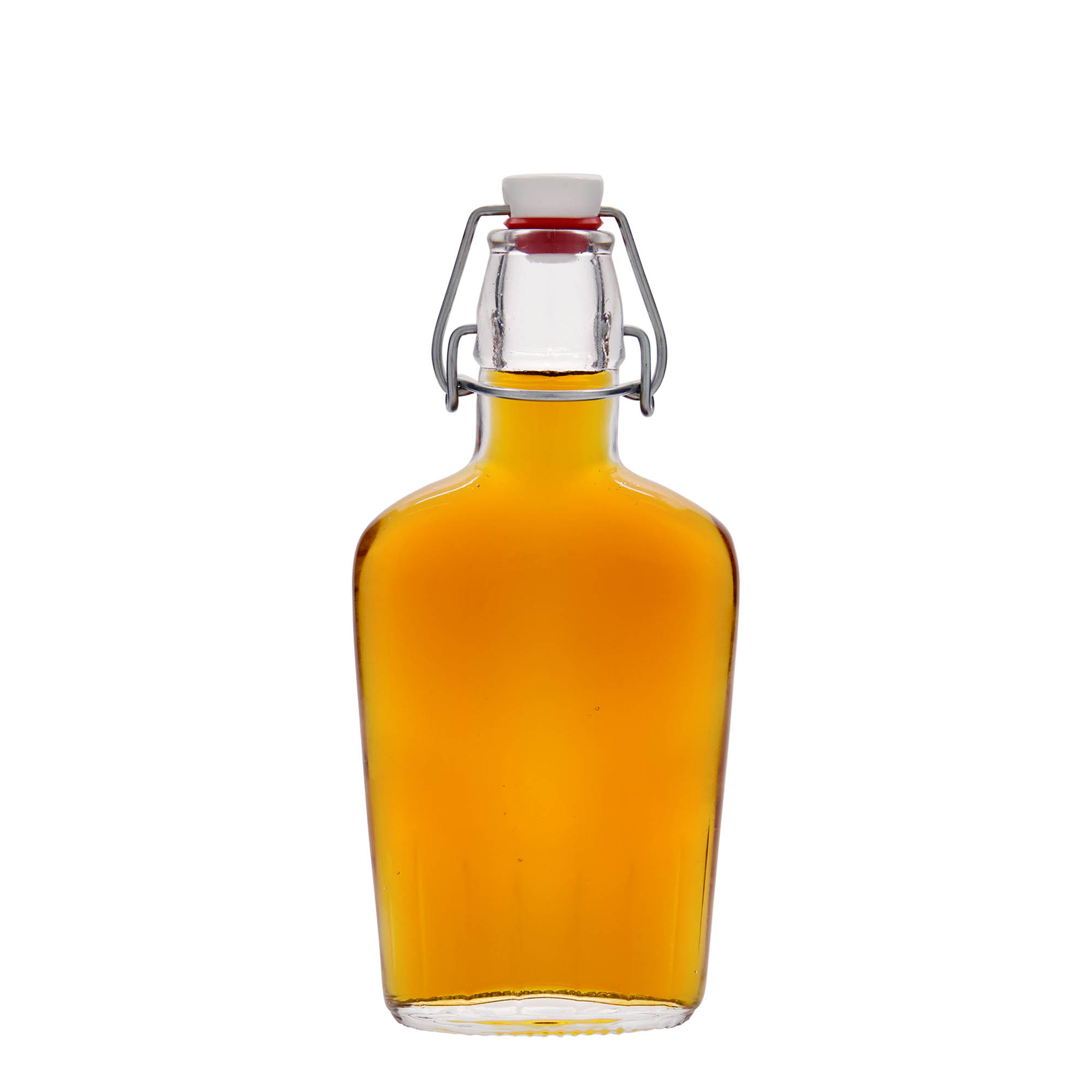 250 ml sklenená fľaša 'Fiaschetta', oválna, hrdlo: pákové uzávery