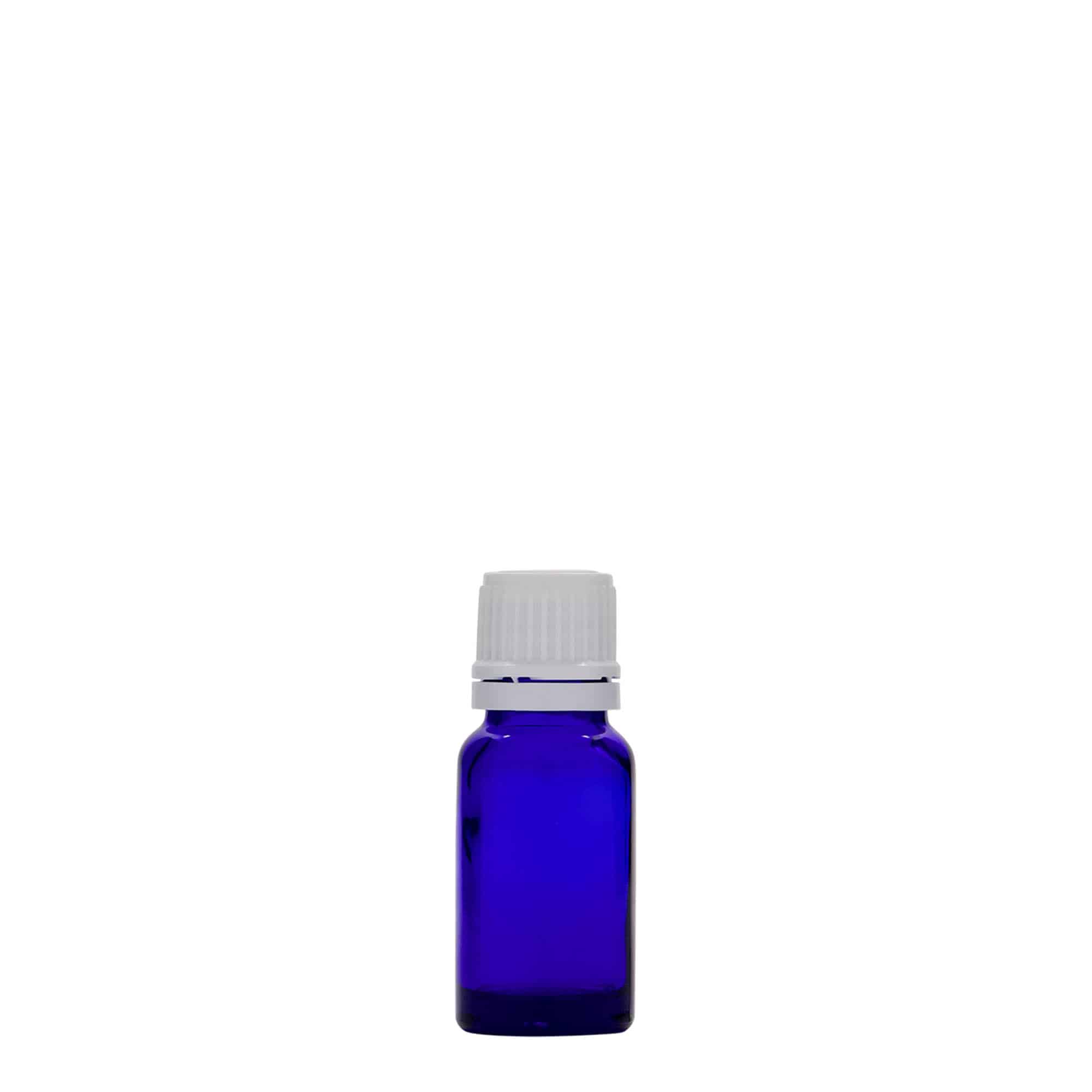 10 ml lekárska fľaša, sklo, kráľovská modrá, hrdlo: DIN 18