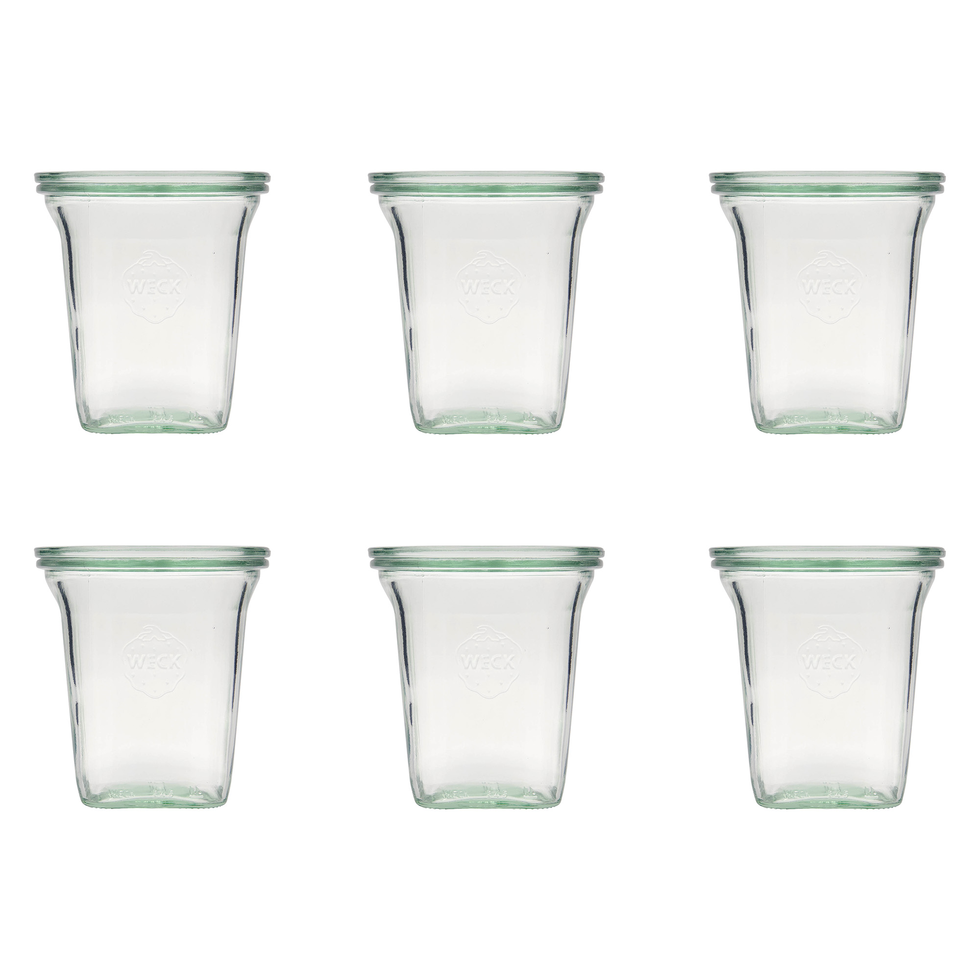 6x 545 ml WECK-štvorcový pohár Quadro so skleneným viečkom RR 100