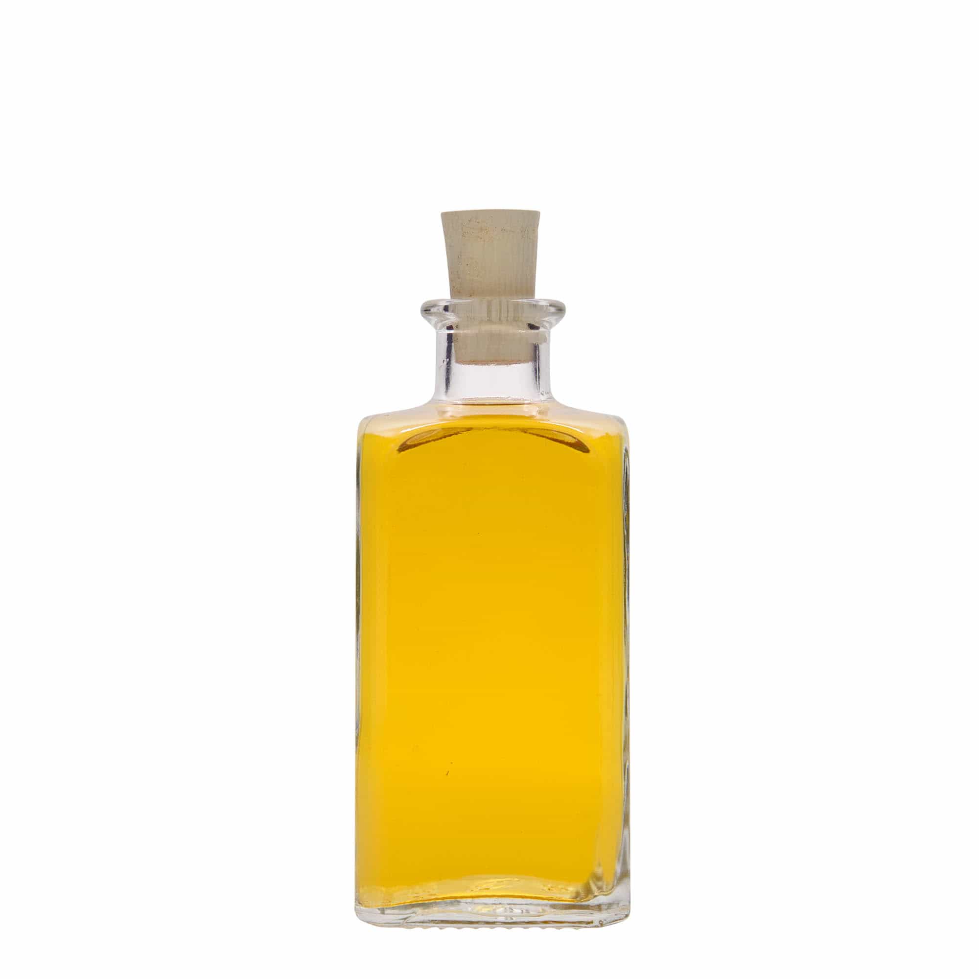 250 ml sklená fľaša lekárnik Carré, štvorcová, hrdlo: korok