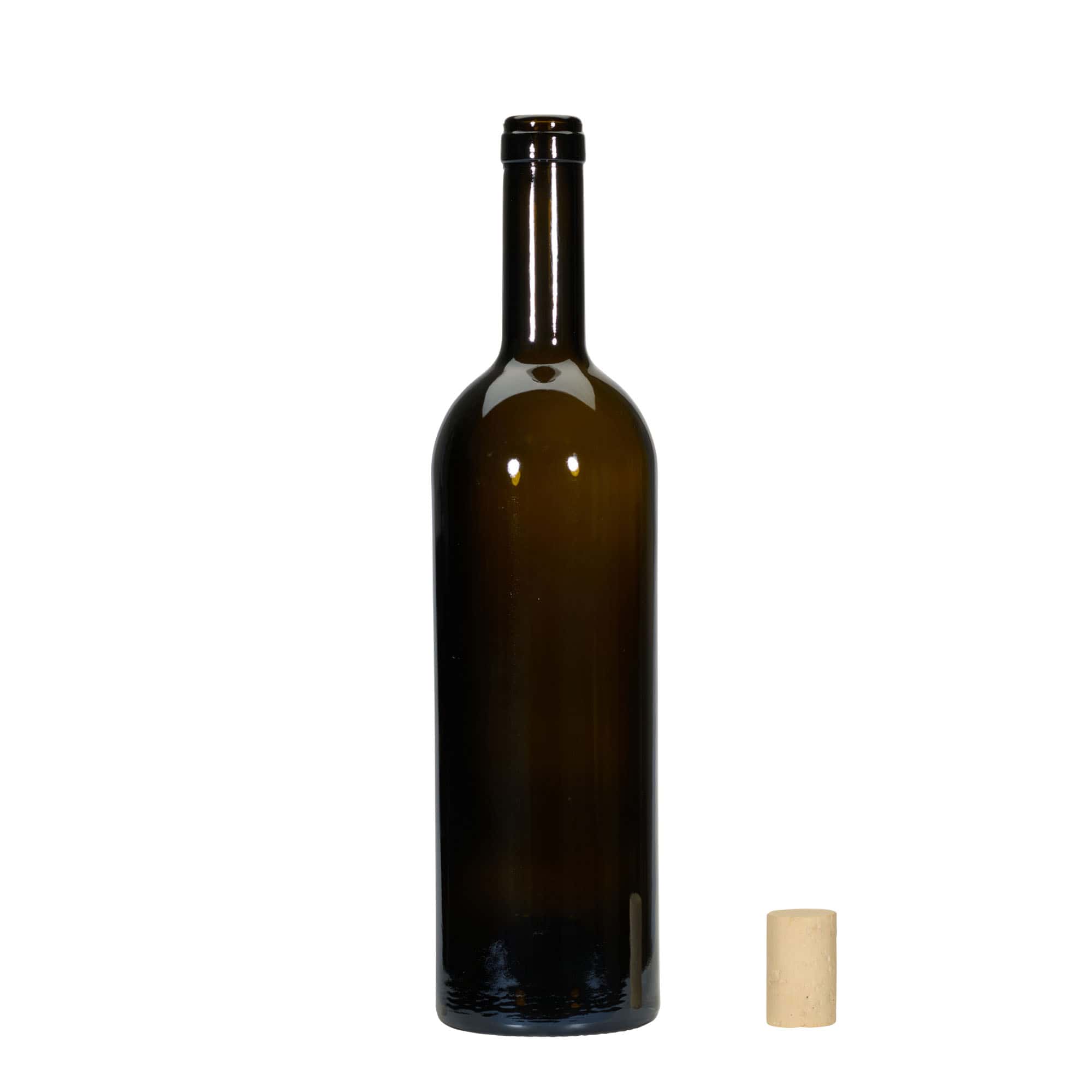 750 ml vínová fľaša 'Golia', antikzelená, hrdlo: korkové