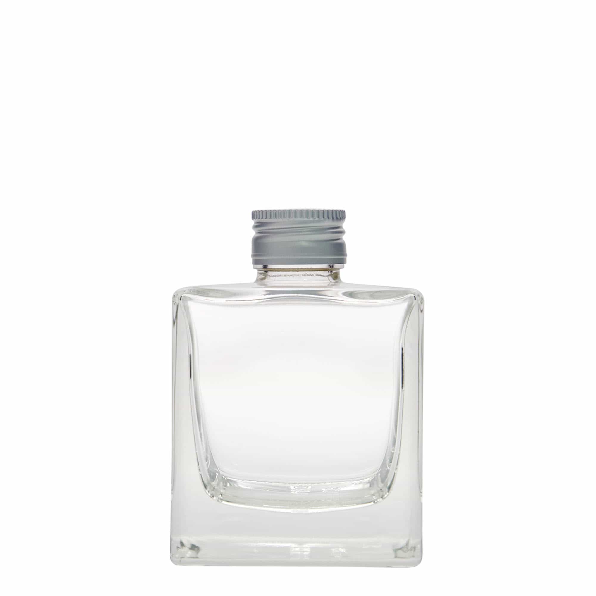 200 ml sklená fľaša „Cube“, štvorcová, hrdlo: PP 28