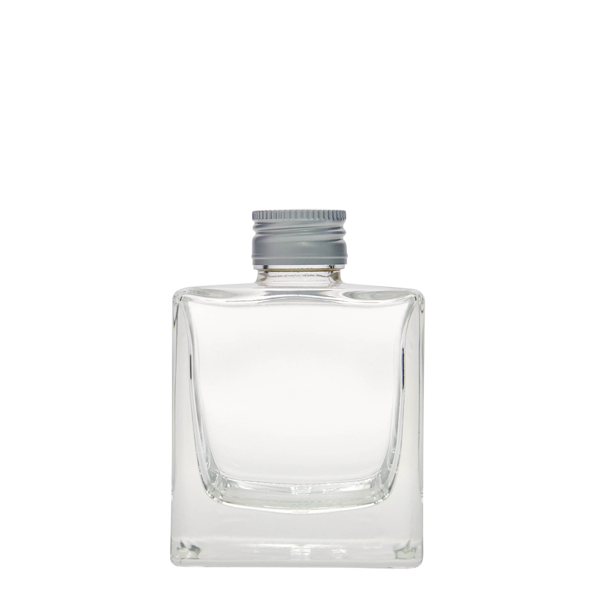 200 ml sklenená fľaša 'Cube', štvorcová, hrdlo: PP 28