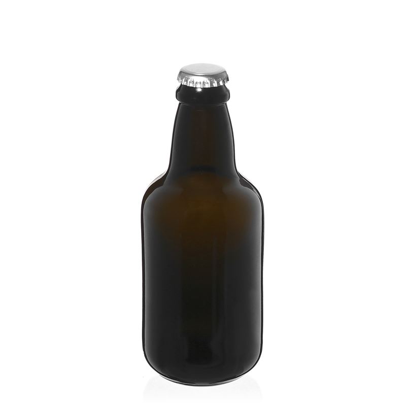 330 ml pivová fľaša 'Era', sklo, antikzelená, hrdlo: korunkový uzáver