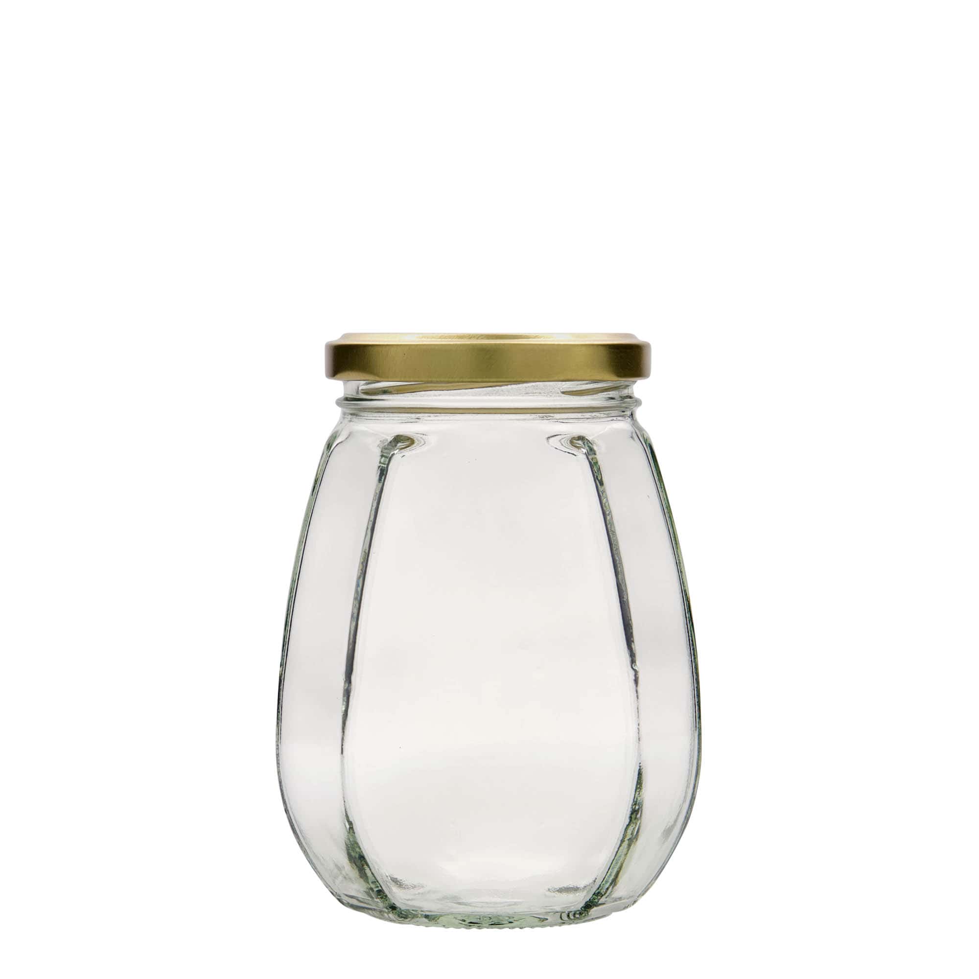 385 ml ozdobný pohár, šesťhranný, hrdlo: twist off (TO 63)