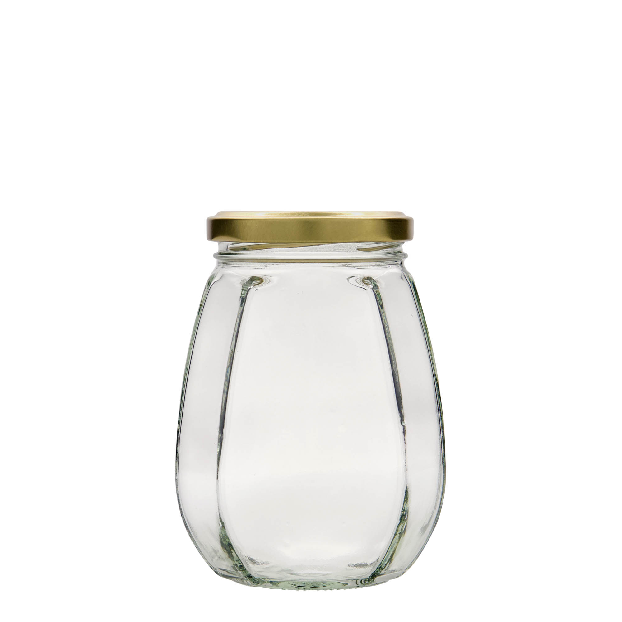 385 ml šesťhranná sklenená dóza na šperky, hrdlo: Twist-Off (TO 63)