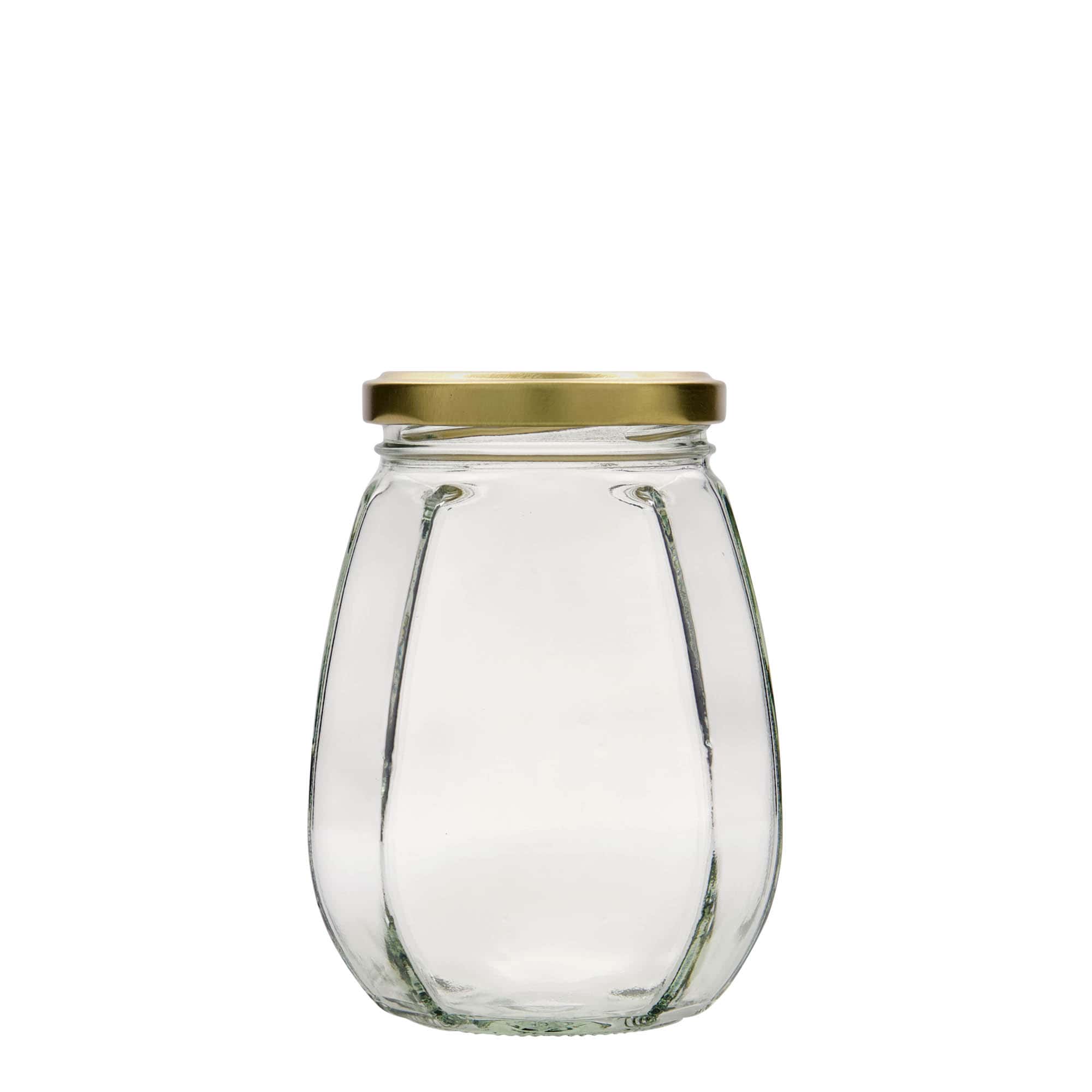385 ml šesťhranná sklenená dóza na šperky, hrdlo: Twist-Off (TO 63)