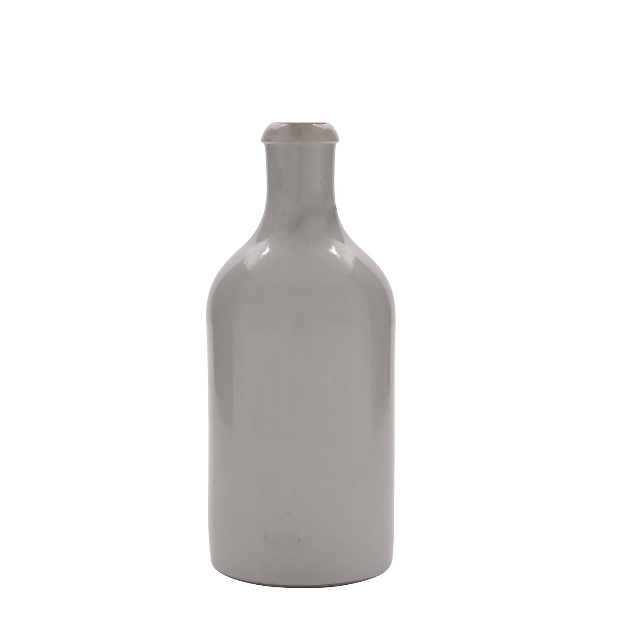 500 ml hlinený krčah, kamenina, biela farba, hrdlo: strmeňový uzáver 500 ml hlinený krčah, kamenina, biela farba, hrdlo: strmeňový uzáver