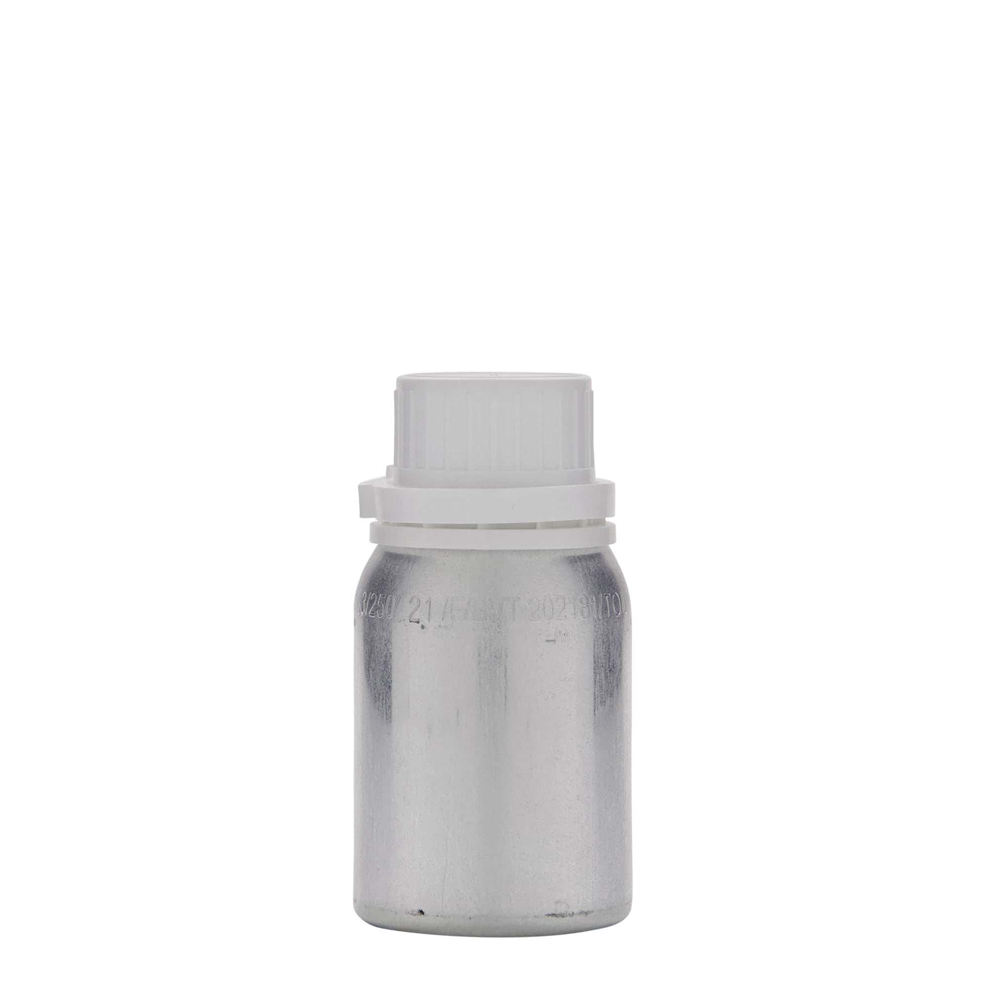 125 ml hliníková fľaša, kov, strieborná, hrdlo: DIN 32