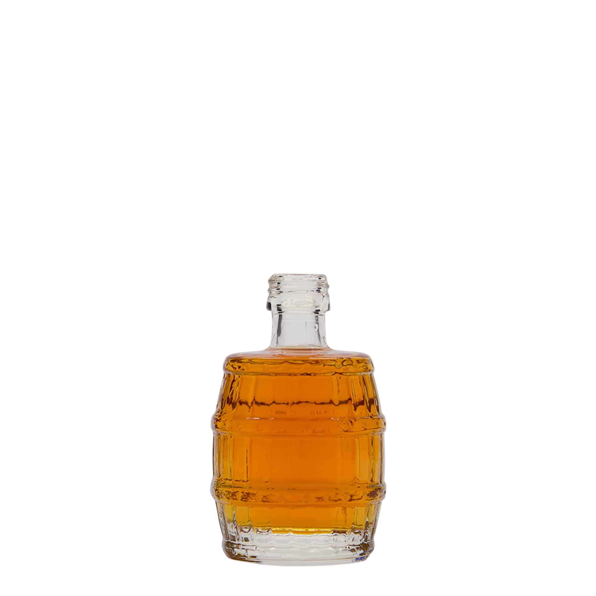 50 ml sklenená fľaša „sud“, hrdlo: PP 18
