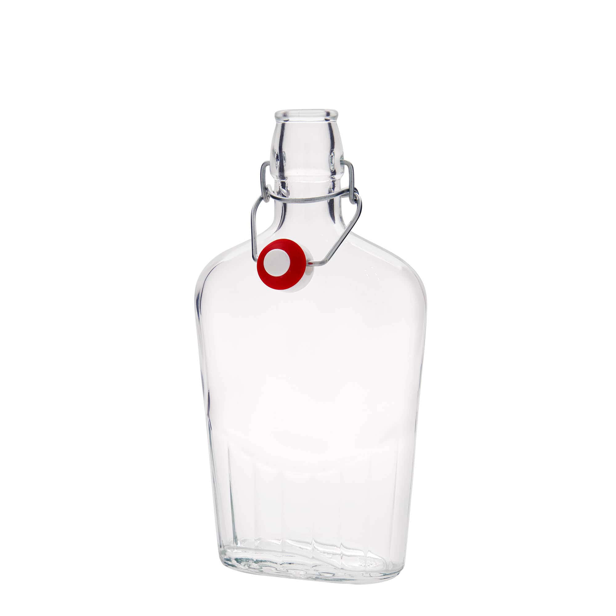 500 ml sklená fľaša „Fiaschetta“, oválna, hrdlo: strmeňový uzáver